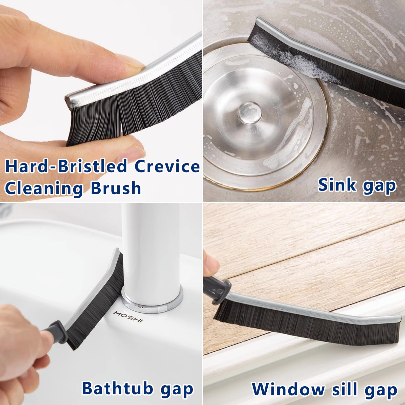 10Pcs Crevice Cleaning Brush Set - Heavy Duty Hard Bristle Gap Cleaning Tools for Tight Spaces, Bathroom Tiles, Kitchen Sinks & Hard-to-Reach Areas - Perfect for Home, Office and Car Interior Cleaning