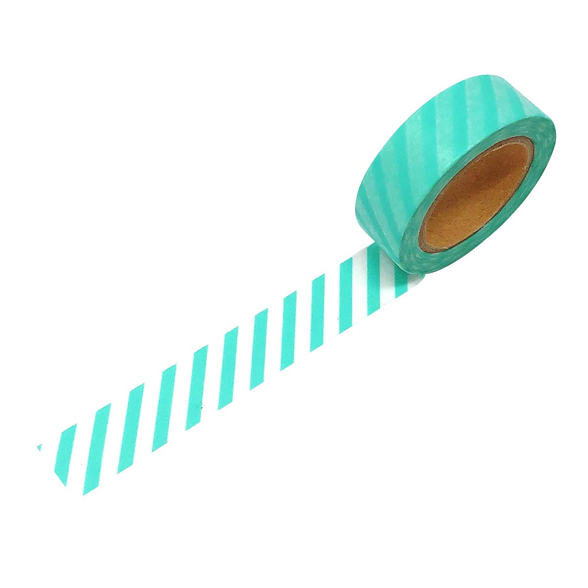 Allydrew Decorative Washi Masking Tape - Aqua Diagonal Stripes Pattern for Scrapbooking, Journaling, Gift Wrapping & DIY Crafts