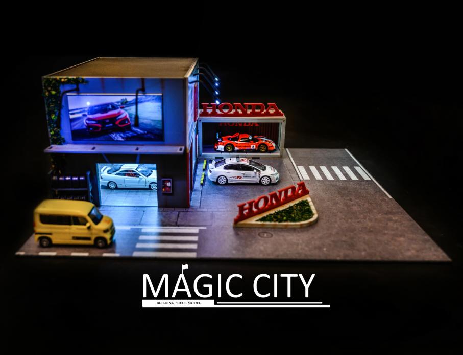 Honda Showroom Exhibition Hall Diorama - Miniature Car Display Model for Collectors & Enthusiasts - Perfect for Home Decor, Office Display & Model Car Collections
