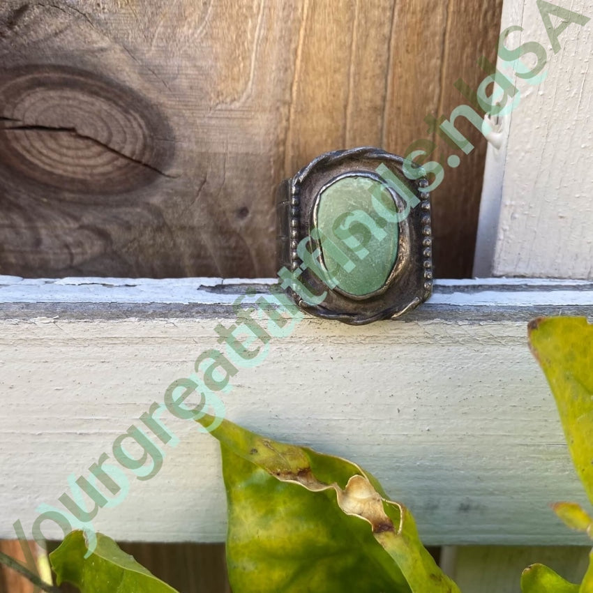 Authentic Navajo Sterling Silver Ring with Genuine Green Turquoise - Size 11 - Handmade Native American Jewelry for Women - Perfect for Boho Fashion, Western Style & Special Occasions