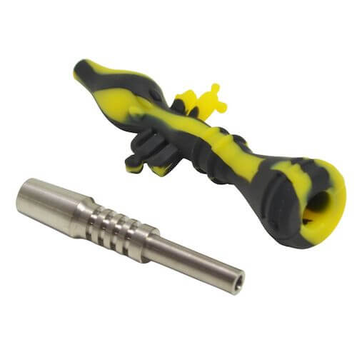 Premium Titanium Nectar Collector Kit for Dabbing - Portable Honey Straw with Glass Jar & Silicone Mouthpiece - Perfect for Concentrates, Wax, Oil & Shatter - Essential Dab Tool for On-the-Go Use