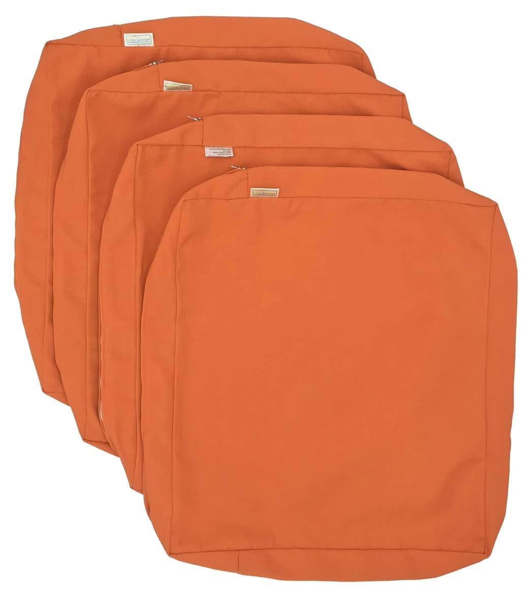 Waterproof UV-Resistant Patio Chair Cushion Covers - Set of 4 (22x22x4 Inches, Sun-Kissed Orange) for Indoor & Outdoor Use - Perfect for Poolside, Garden, Deck, and Patio Furniture