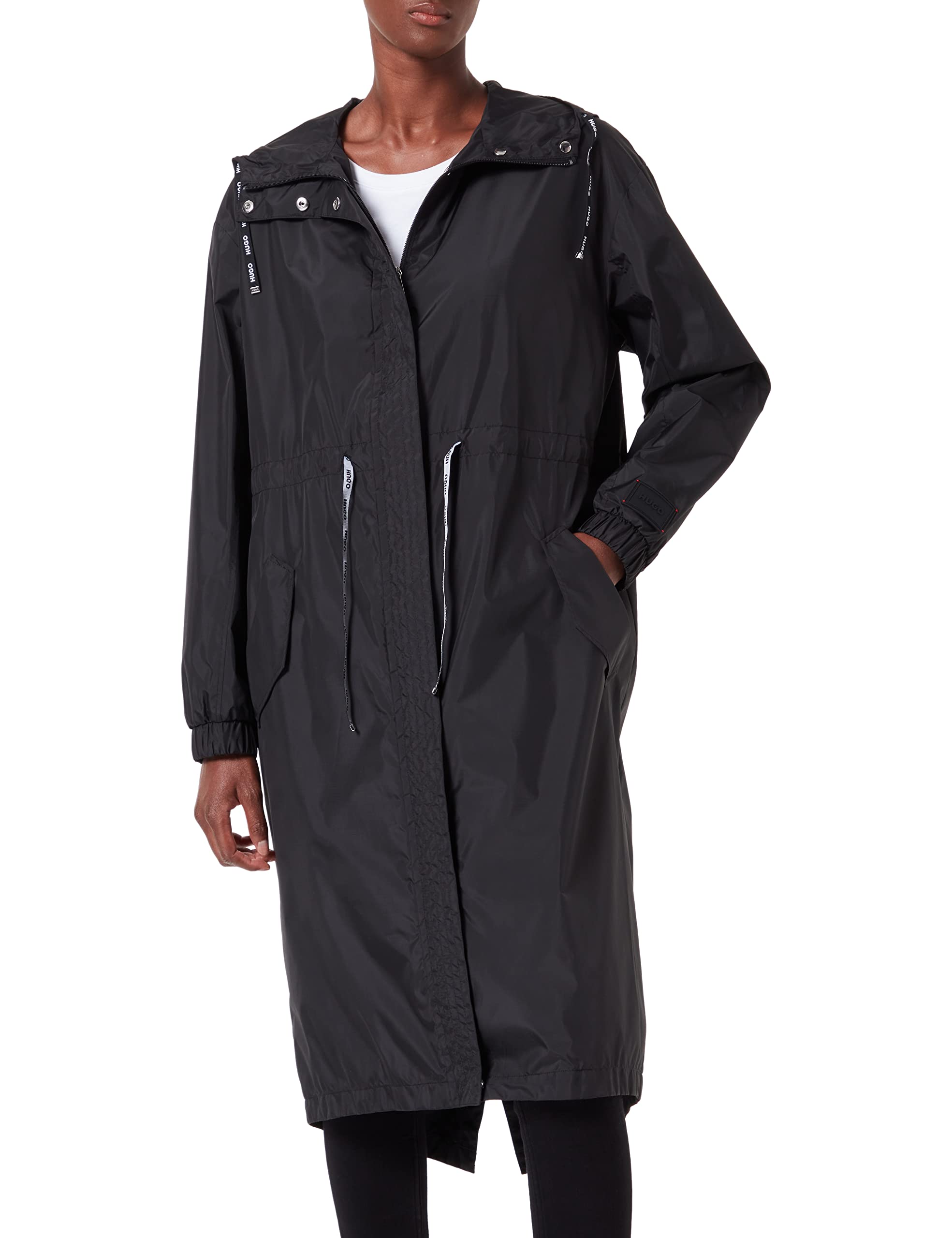 HUGO Women's Winter Coat - Waterproof Warm Jacket for Outdoor Activities | Fashionable Long Trench Coat with Hood | Perfect for Hiking, Travel & Daily Wear