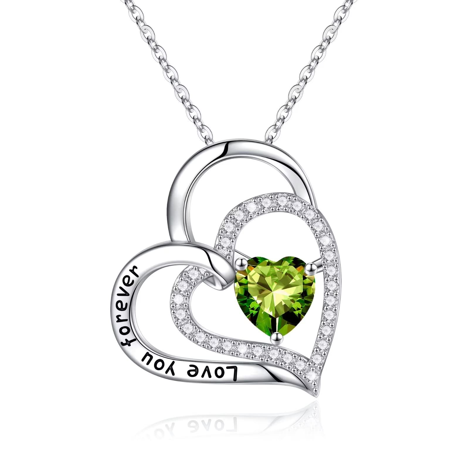Heart Birthstone Pendant Necklace for Women - S925 Sterling Silver Love You Forever Jewelry with Birthstone - Perfect for Anniversary, Christmas, Valentine's Day, Mother's Day & Birthday Gifts for Her, Mom, Sister or Girlfriend - Elegant Everyday Wear & Special Occasion Jewelry