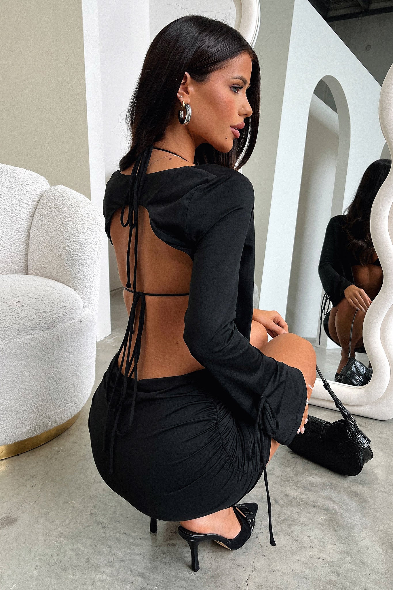Stylish Black Cardi Skirt for Women - Trendy High Waist Flowy Skirt for Casual Outfits & Office Wear