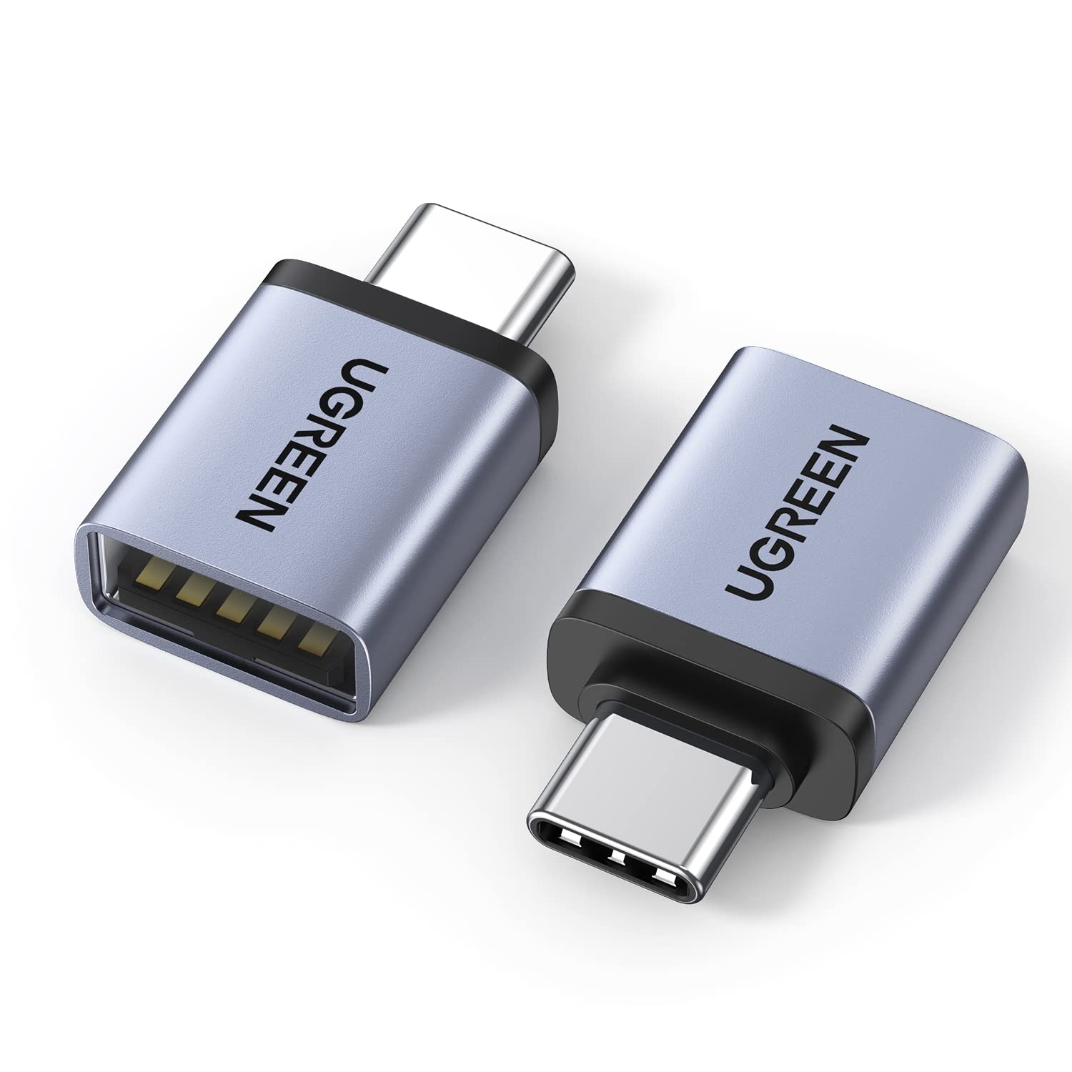 UGREEN USB C to USB Adapter 2 Pack, 10Gbps USB 3.2 Gen 2 Male to Female Converter - Compatible with iPhone 16/15 Pro, Samsung Galaxy, MacBook Pro/Air, iPad Pro, Thunderbolt 4/3 - Gray - Perfect for Data Transfer & Charging Devices