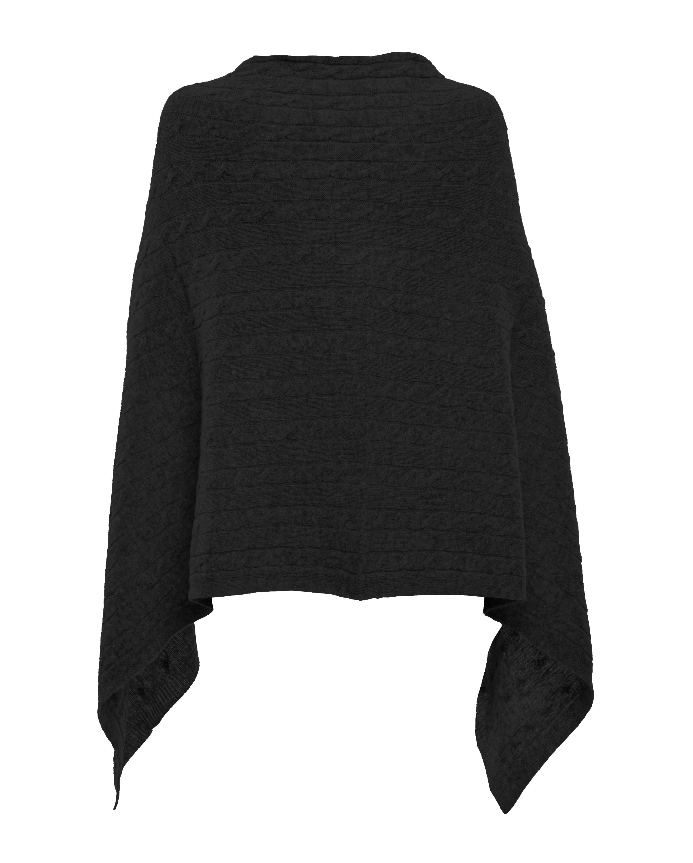 Women's Soft Pure Cashmere Cable Knit Poncho - Pastel Blue | Cozy Winter Wrap for Outdoors & Travel | Elegant Fashion Accessory