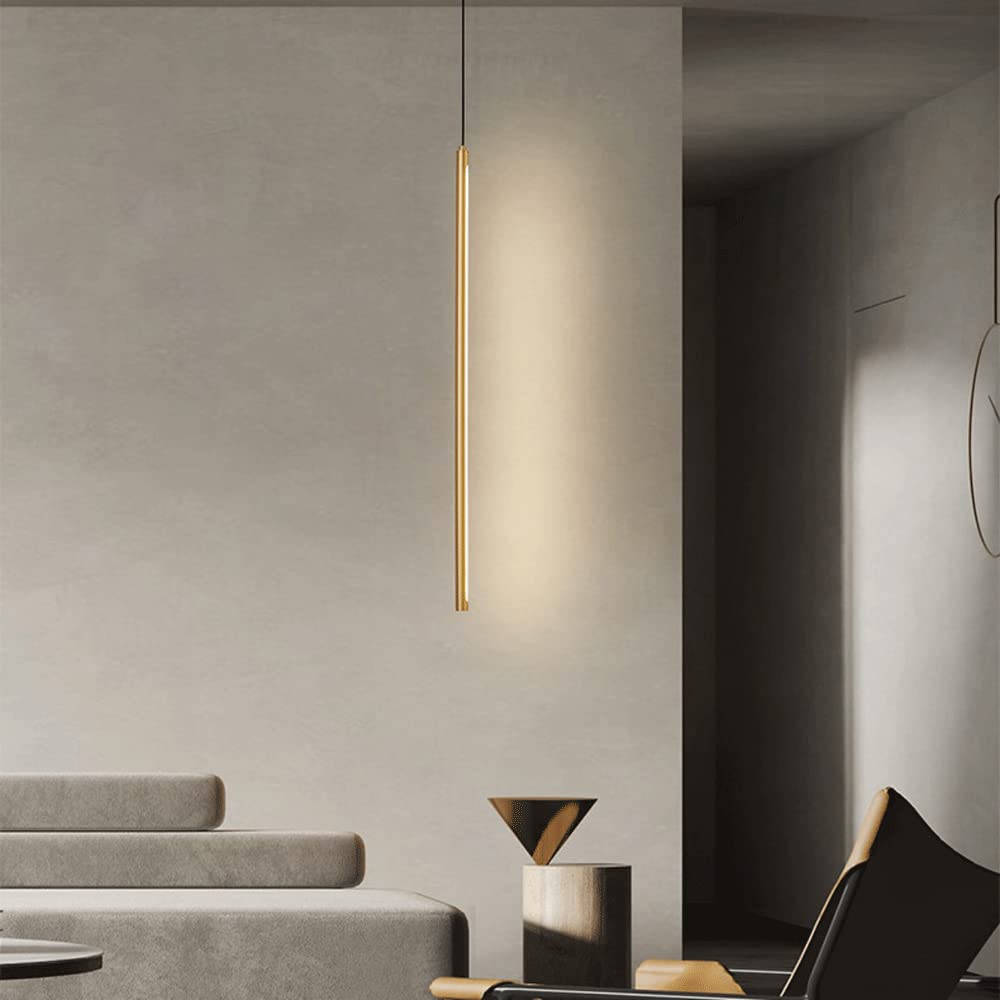 Gold Cylinder Lantern Long Tube Pendant Light - Single Head Acrylic Droplight with Anti-Rust Finish - Modern Ceiling Suspension Fixture for Living Room, Bedroom & Dining Room Lighting