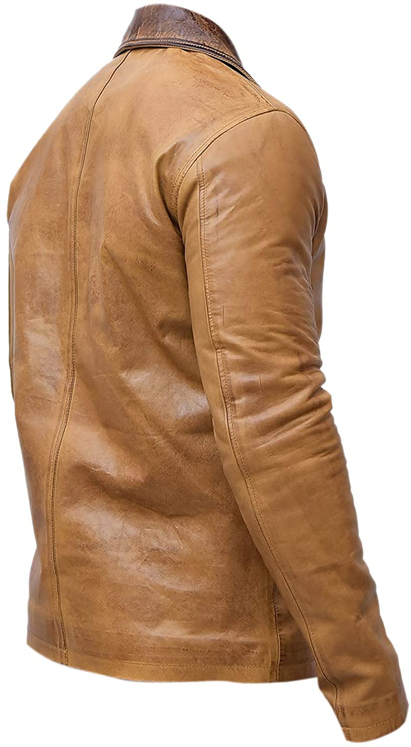 Red Dead Redemption II Arthur Morgan Leather Coat - Men's Tan Brown Real Leather Jacket for Cosplay, Halloween & Western Style Outfits