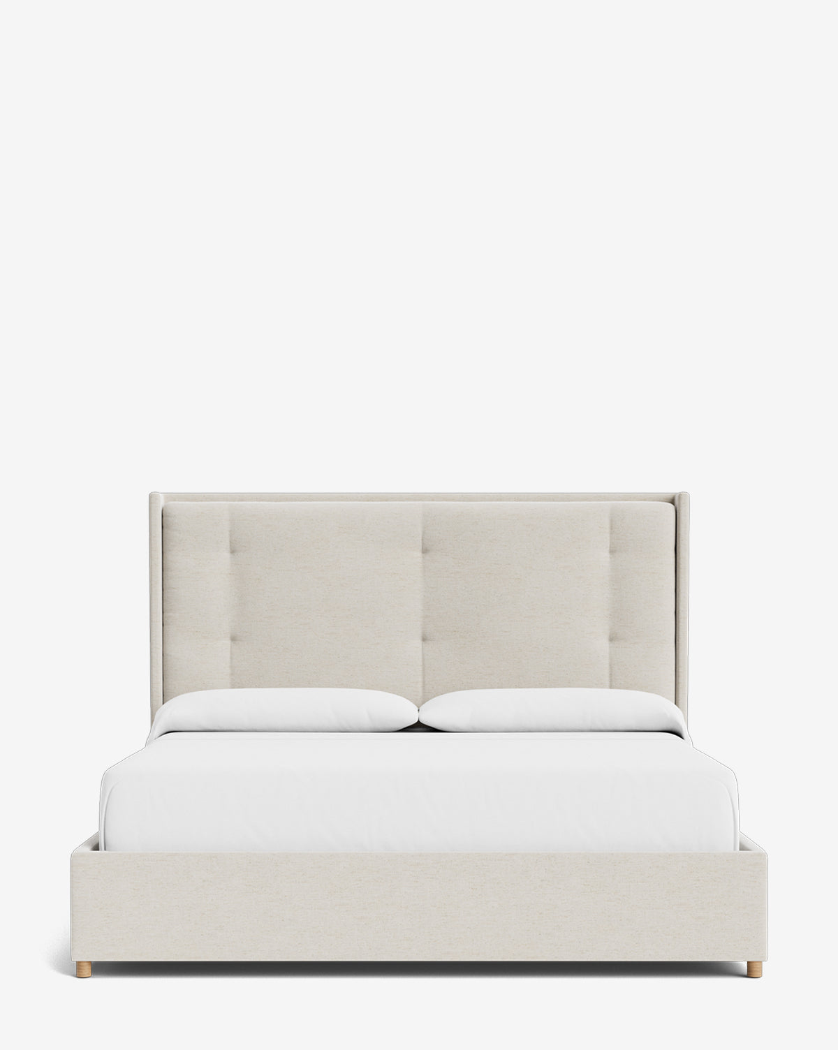 Luxury Ria Upholstered Bed Frame - Queen Size Platform Bed with Soft Fabric Headboard - Modern Bedroom Furniture for Master & Guest Rooms