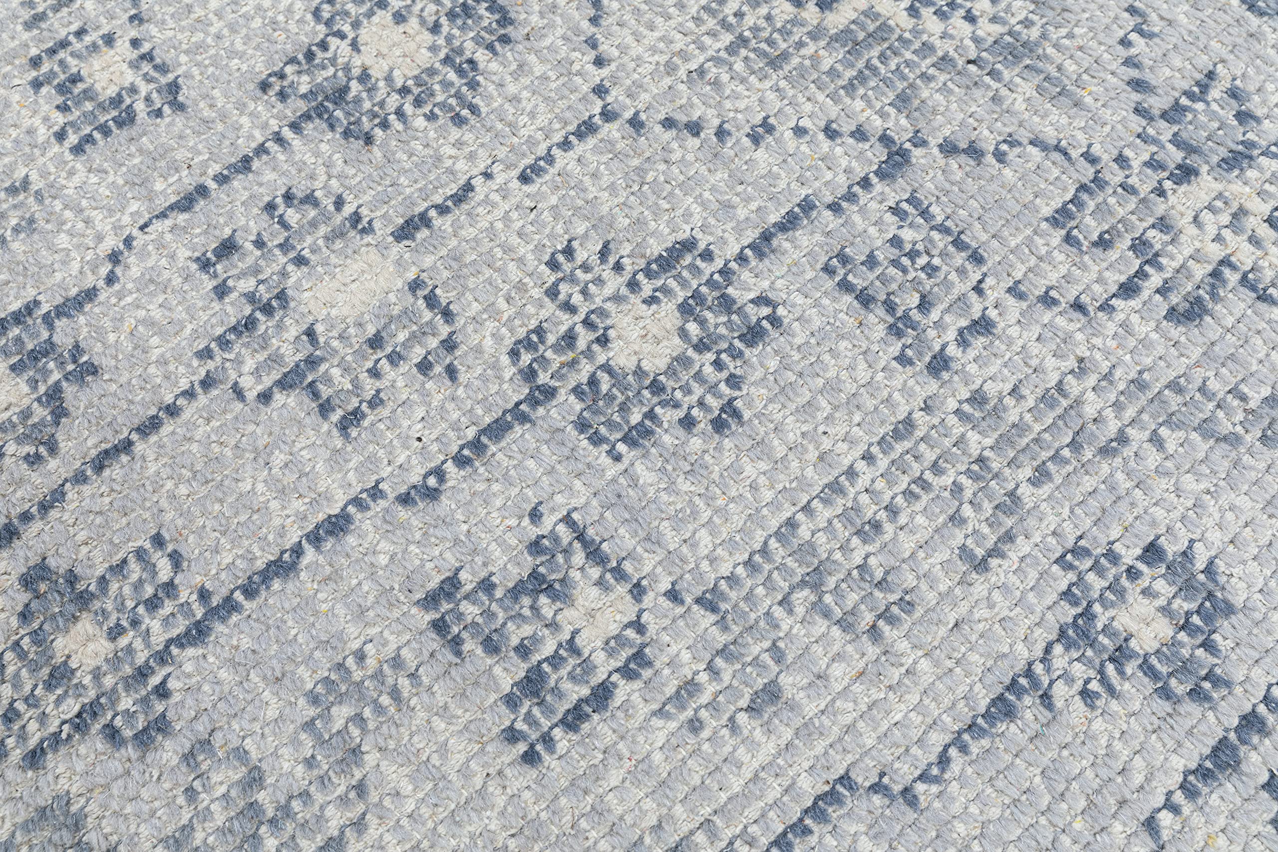 Handmade Modern Cotton and Wool Area Rug 5'x8' Blue - Ultra Durable Indoor Rug for Entryway, Living Room, Bedroom & Home Decor