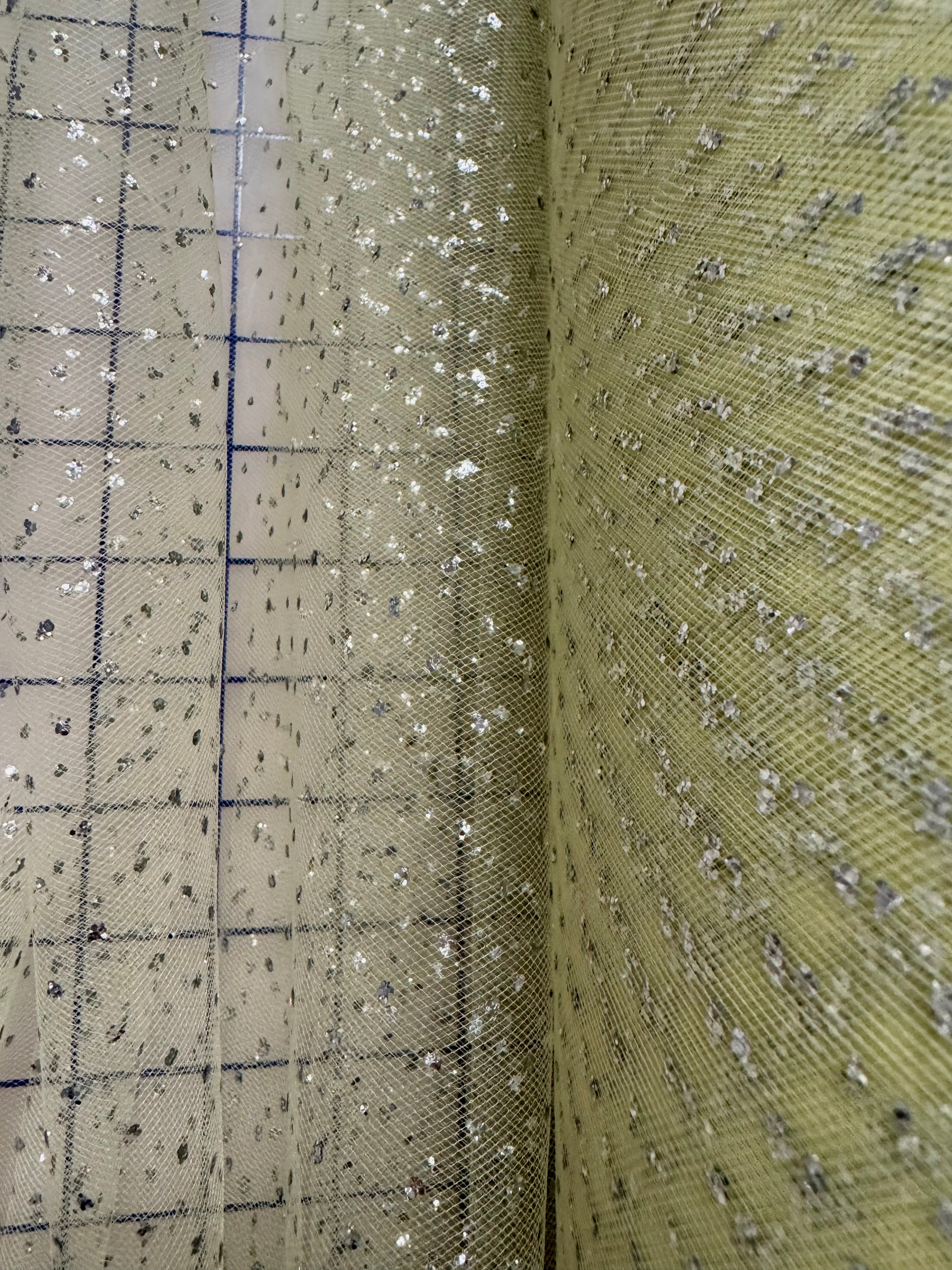 Premium Sparkle Tulle Fabric - 54 Inches Wide in Maize & Silver Colors - Perfect for Wedding Decor, Party Backdrops, and DIY Costumes