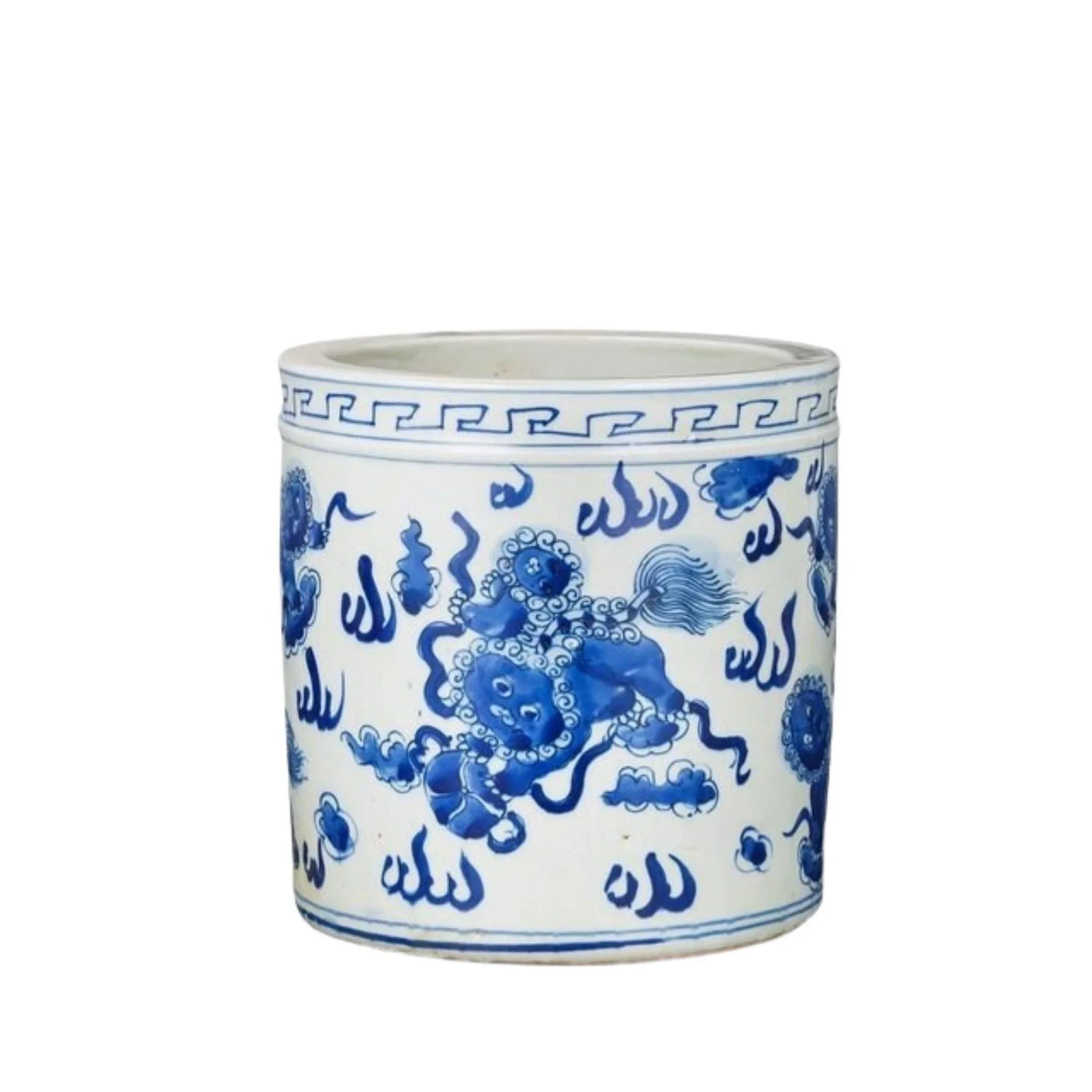 Blue and White Porcelain Orchid Planter with Foo Dog Design - Elegant Home Decor for Indoor Plants, Chinese Style Flower Pot for Orchids, Bonsai, and Succulents