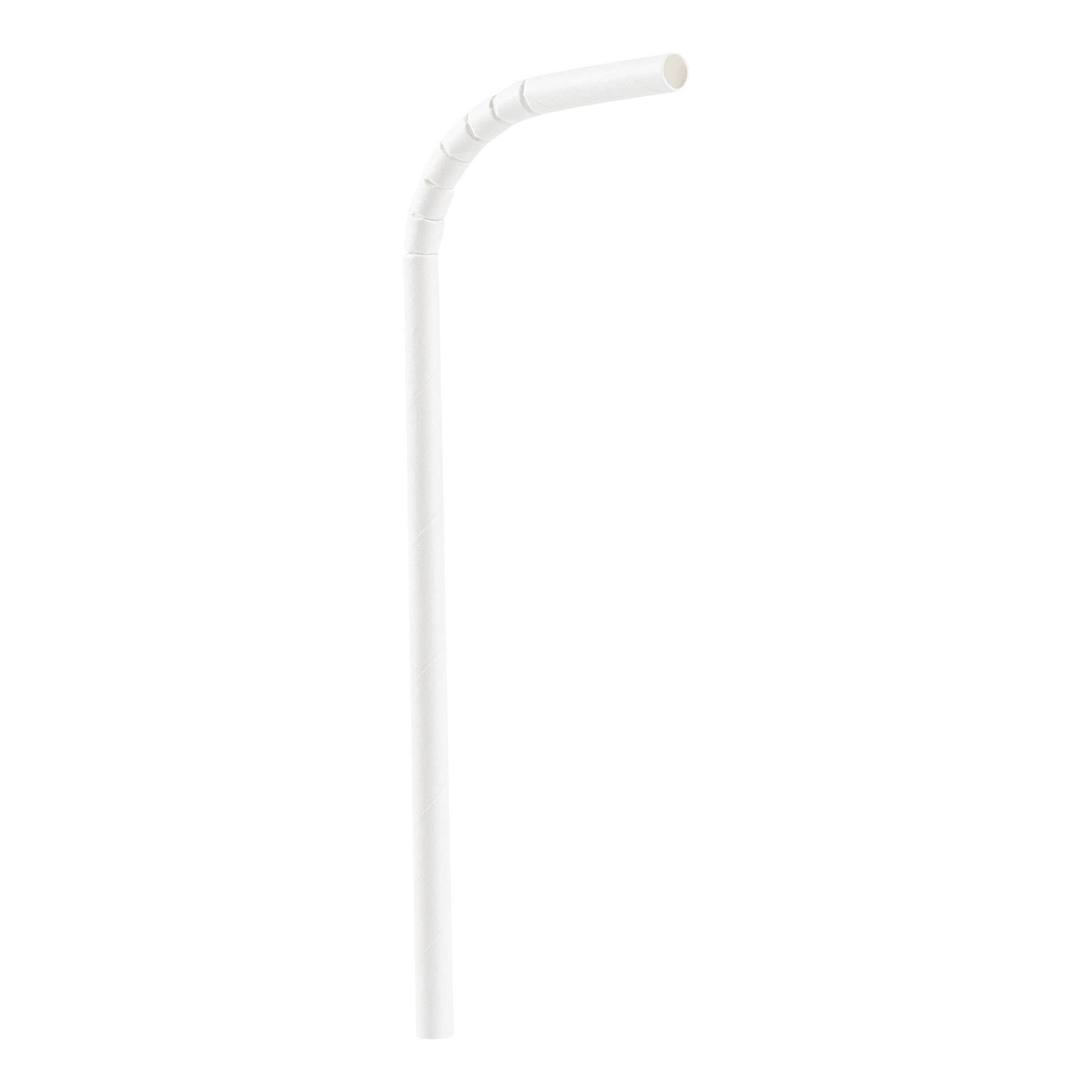 Eco-Friendly Biodegradable White Paper Bendable Straws - 6mm Diameter, 7 3/4