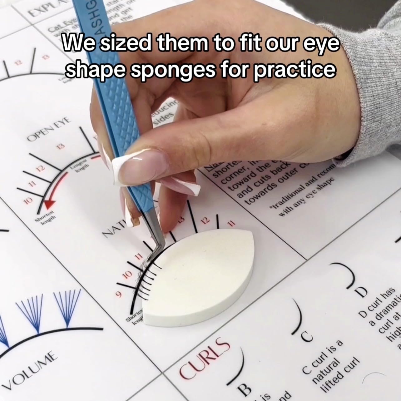 Professional Eyelash Extension Practice Sponges - 20pcs Eye Shape Sponges with Mapping Chart for Lash Artists | Perfect for Salon Training & DIY Lash Practice at Home