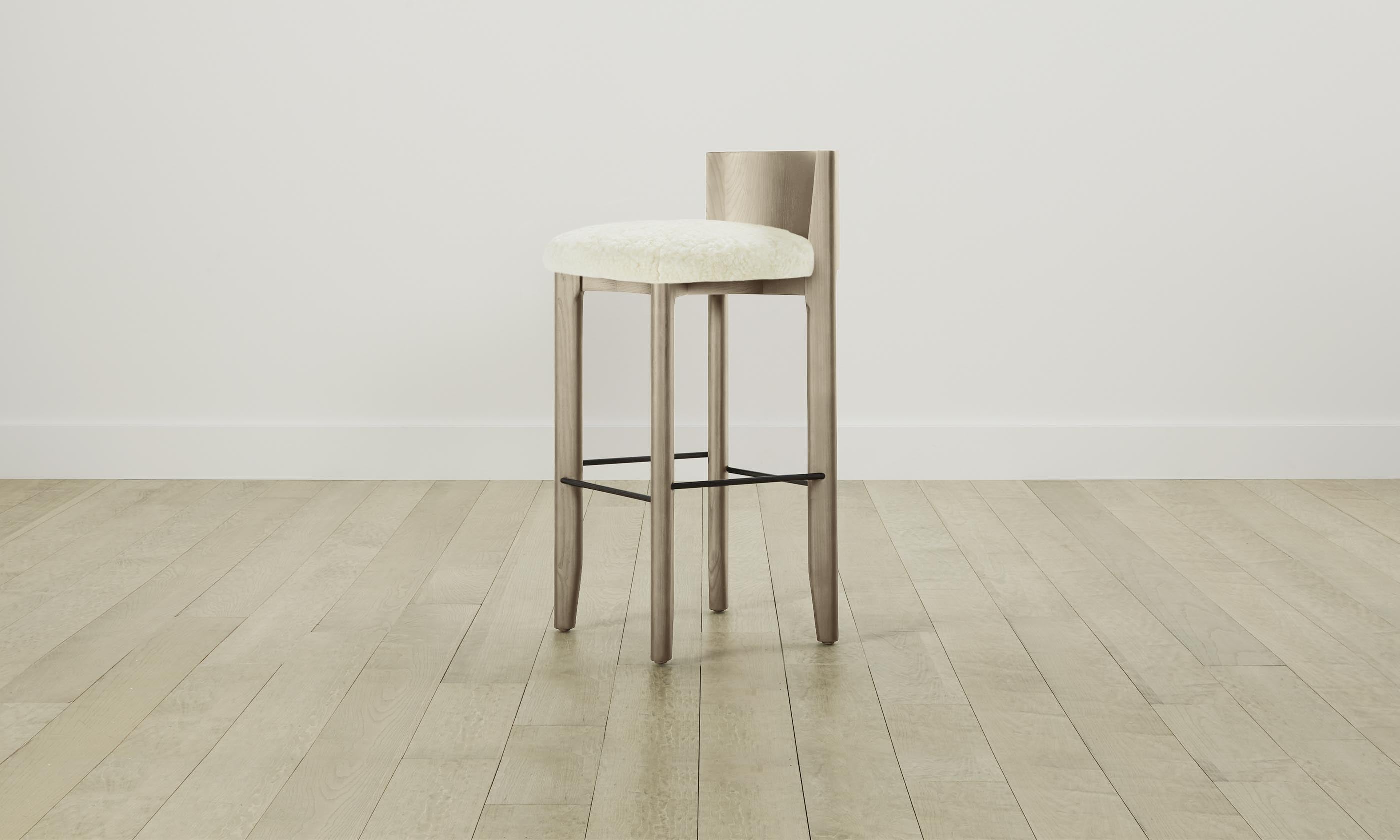Delancey Bar & Counter Stool with Shearling Upholstery in Ivory - Perfect for Kitchen Islands, Breakfast Bars & Modern Home Decor