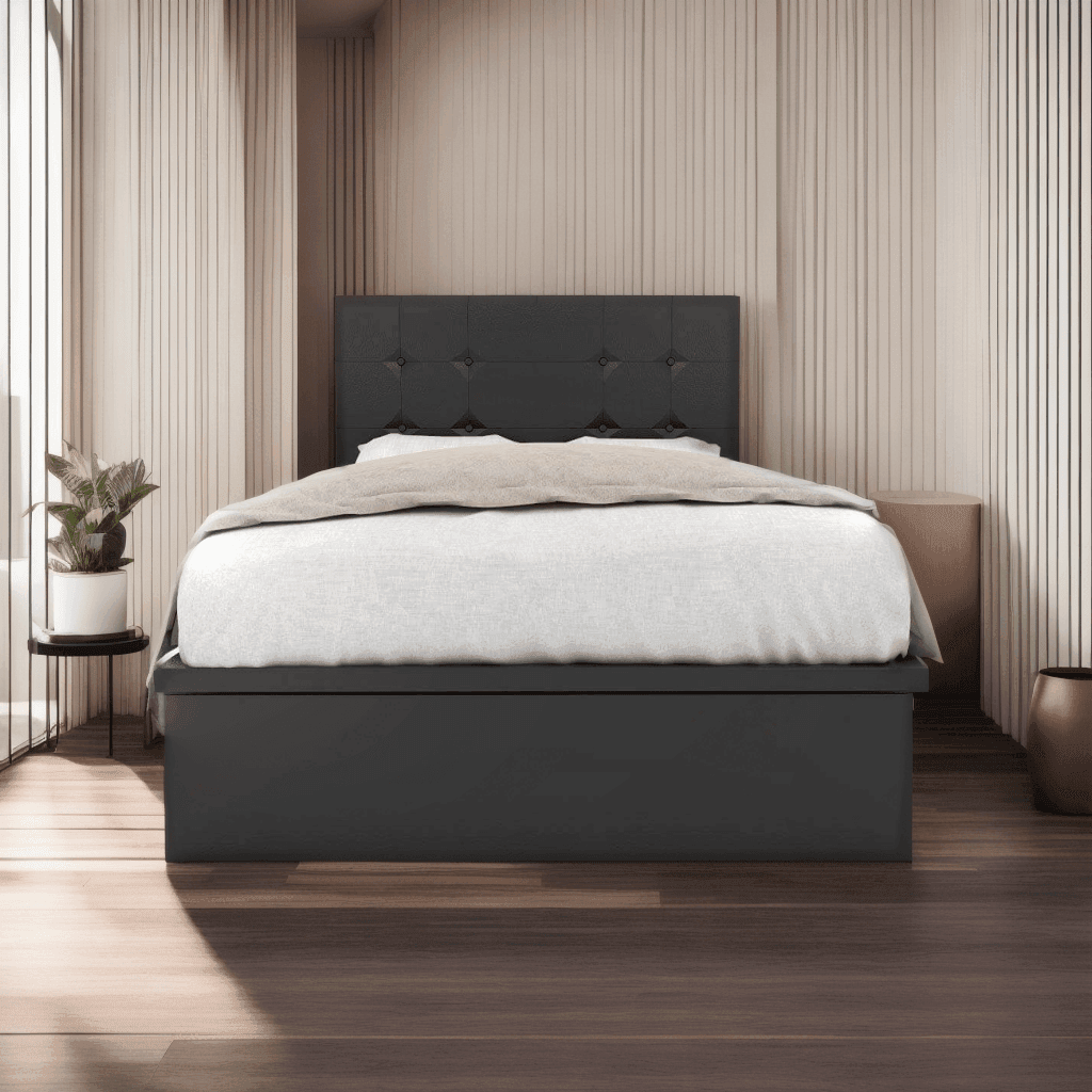 Jaxon Faux Leather Upholstered Storage Platform Bed with Underbed Drawers - Modern Queen Size Bed Frame for Small Space Bedroom, Guest Room & Dorm