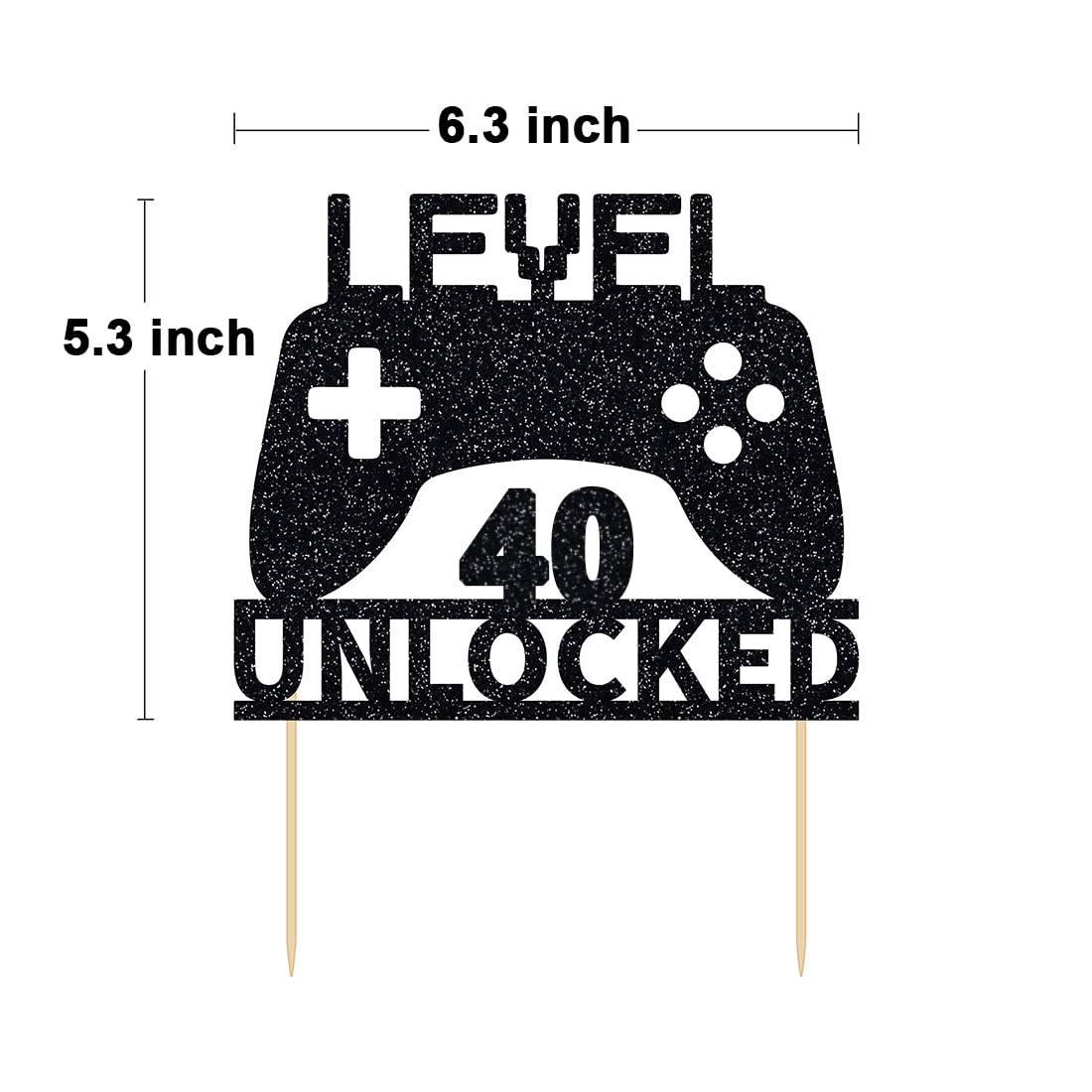 Level 40 Unlocked Video Game Cake Topper - Game Controller Birthday Decoration for 40th Birthday Party | Perfect for Gamer Cakes, Anniversary Celebrations & Gaming Themed Parties
