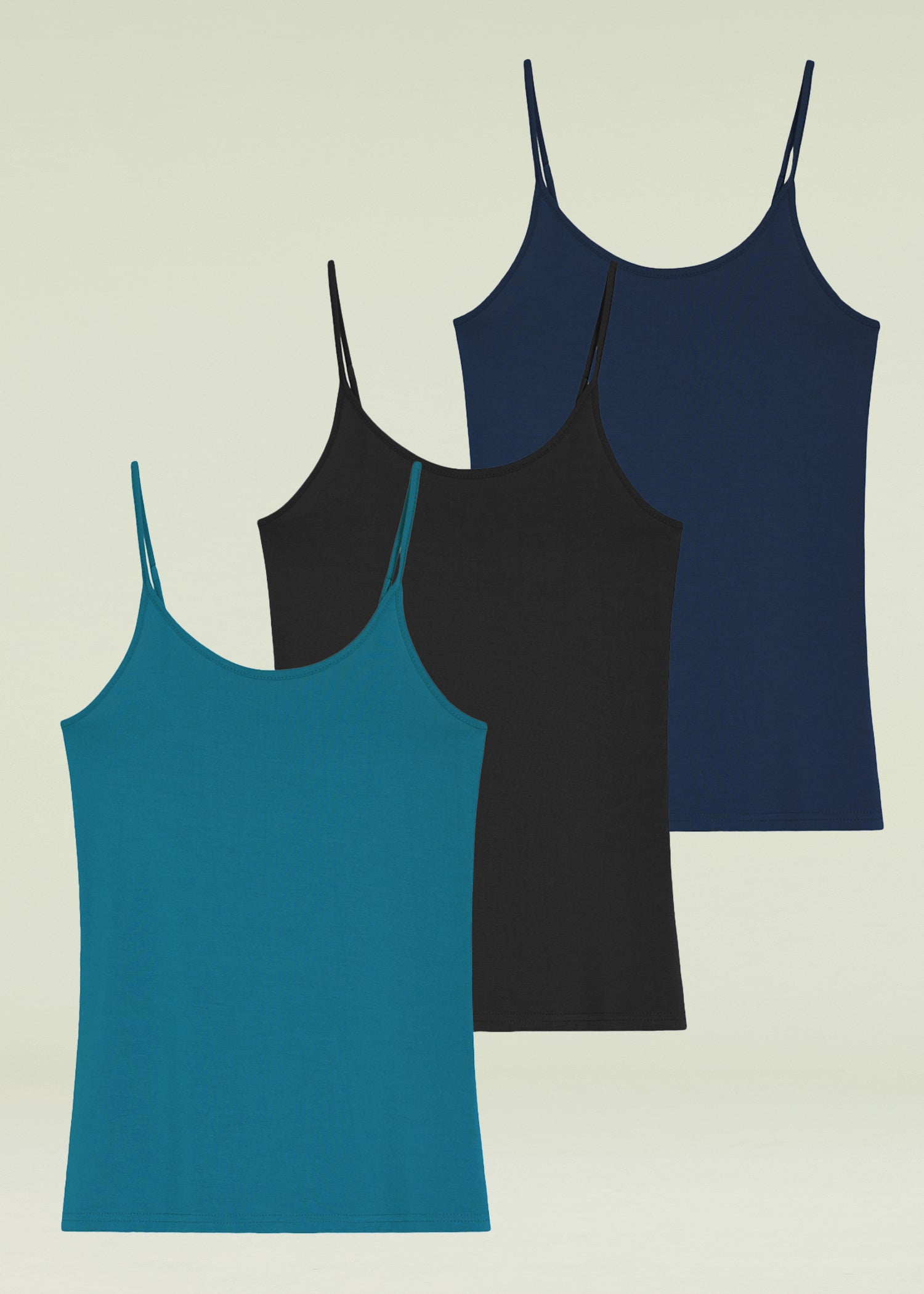 Women's Bamboo Viscose Adjustable Strap Cami Tank Top 3 Pack - Soft Breathable Summer Tops for Casual Wear, Layering & Lounge