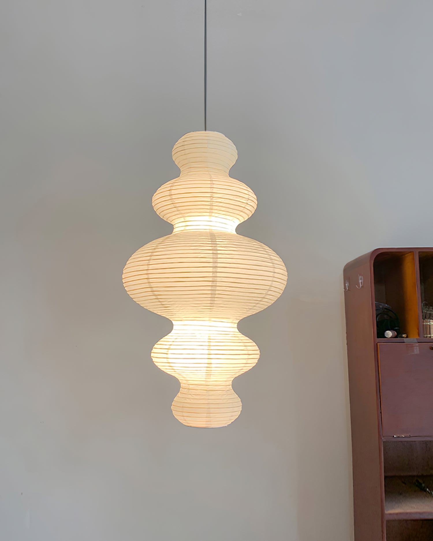 Akari Juni Pendant Swag Lamp - Modern Japanese Paper Lantern Light Fixture for Living Room, Bedroom & Dining Room Decor