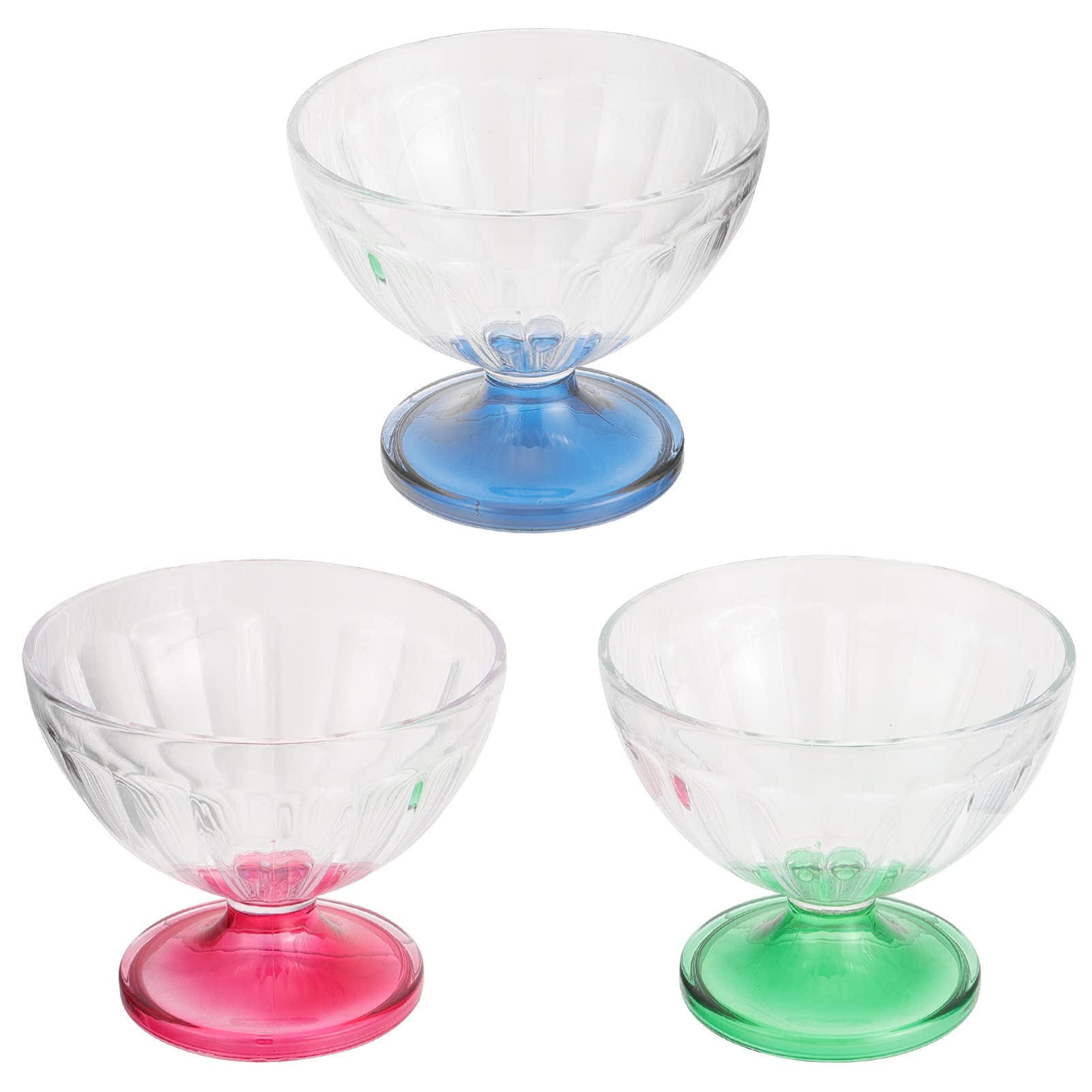 Premium 3-Piece Glass Ice Cream Bowls Set - Tulip Sundae Cups, Dessert Bowls & Footed Trifle Dishes for Ice Cream, Parfaits, Salads, Yogurt - Elegant Serving Bowls for Parties, Restaurants & Home Entertaining