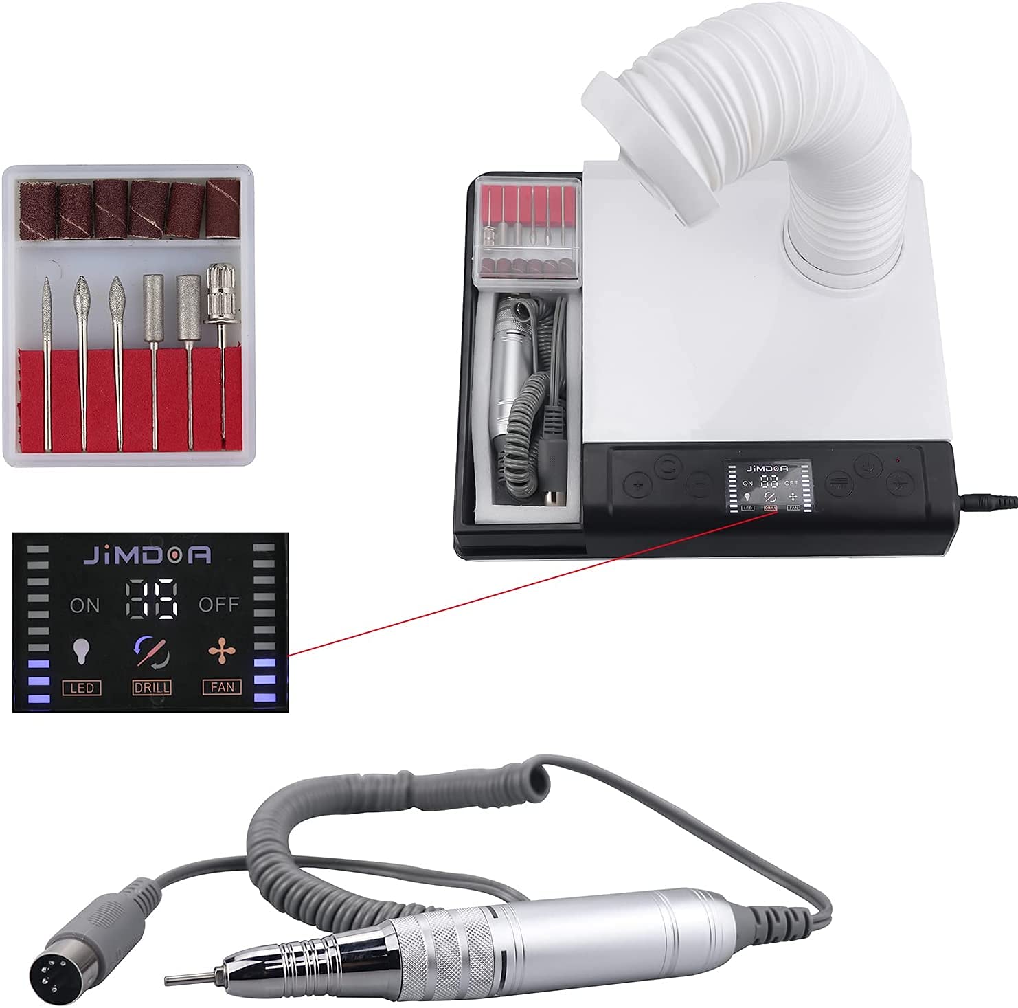 Lab Equipment Dust Collector Vacuum Cleaner with LED Light & Drill Pen - Desktop Mount for Precision Work, Jewelry Making, and Electronics Repair