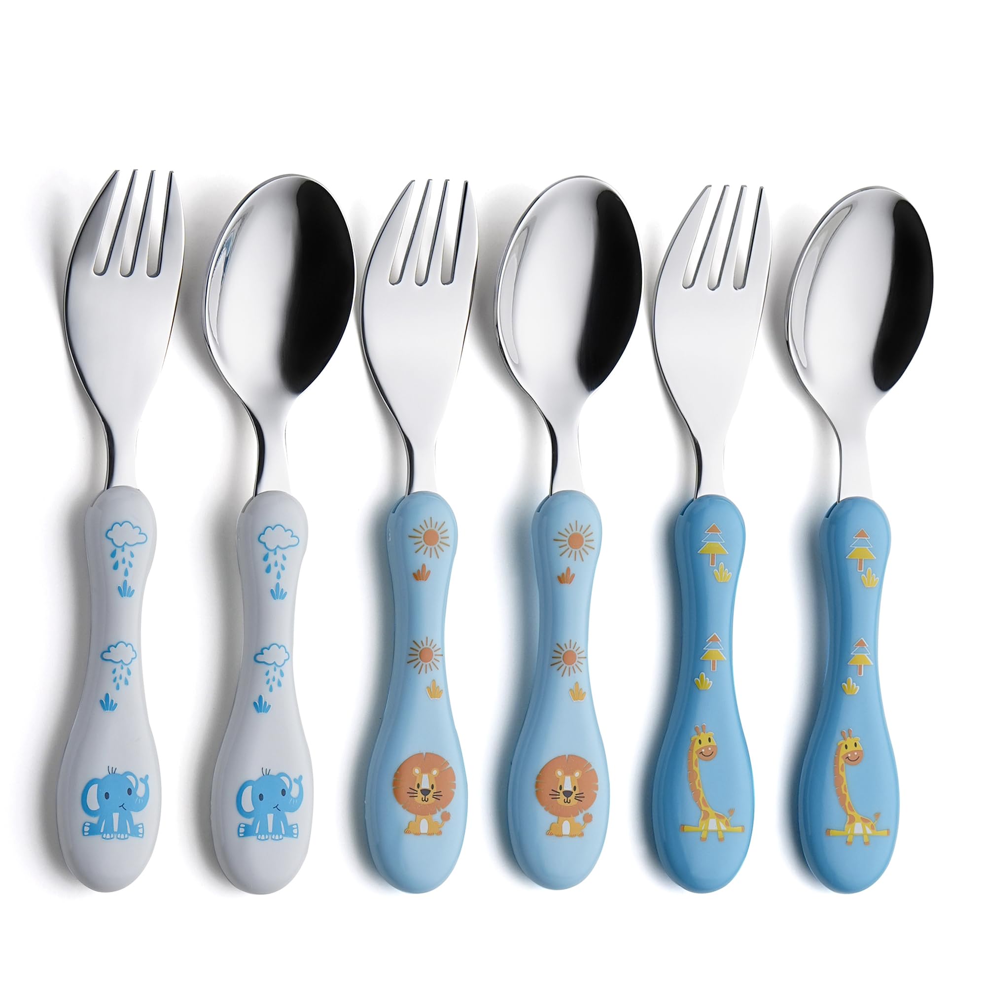 ANNOVA Kids Silverware 6-Piece Set - Stainless Steel Toddler Utensils with 3 Forks & 3 Spoons - BPA-Free, Knife-Free Safe Cutlery for Lunch Boxes & School Meals (Blue) - Perfect for Preschool, Daycare & Family Dining