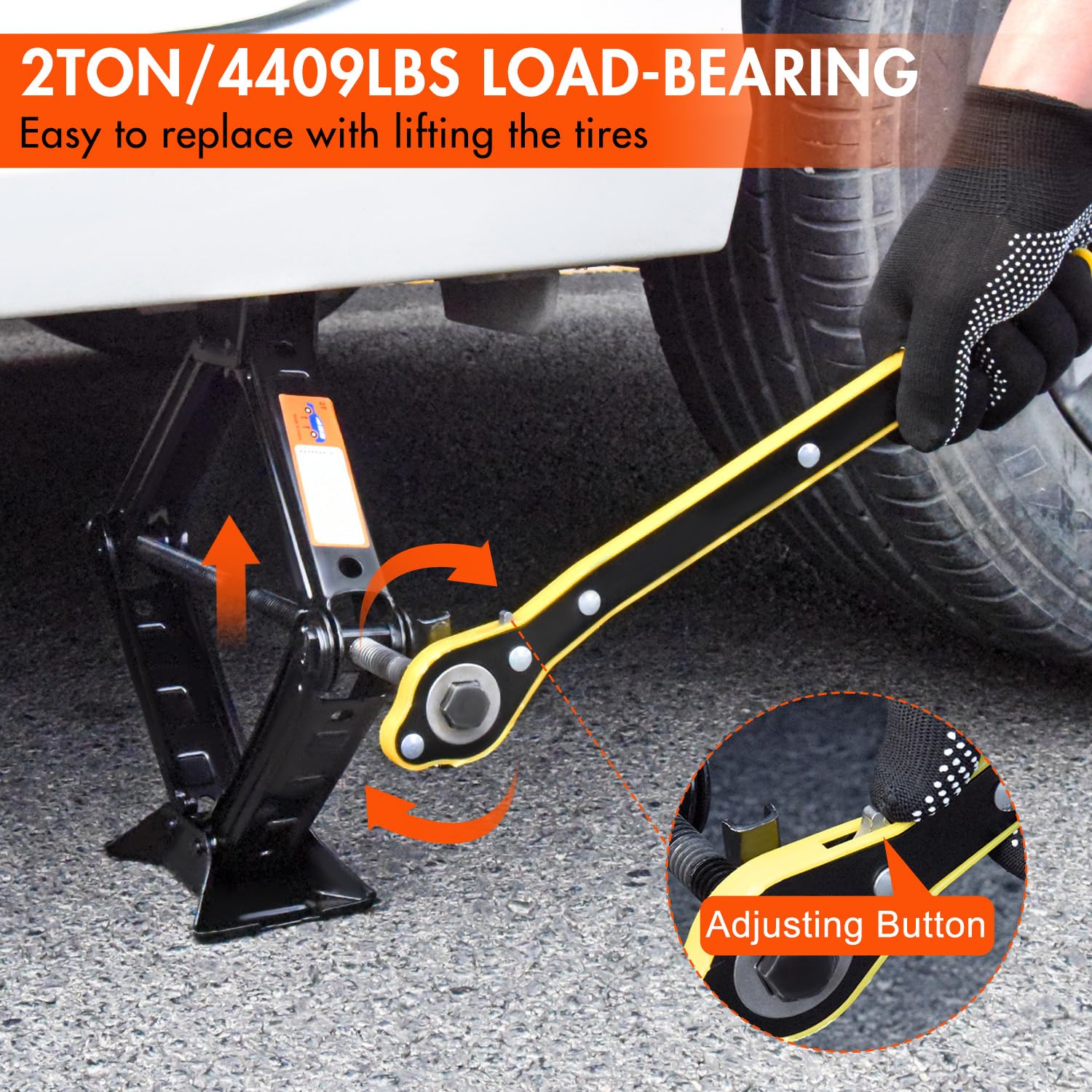 2 Ton (4409 lbs) Universal Car Jack Kit - Heavy Duty Scissor Jack & Tire Changing Tool for Car, SUV, Truck - Emergency Roadside Assistance & Flat Tire Repair Kit - Perfect for Road Trips, Off-Roading & Winter Driving