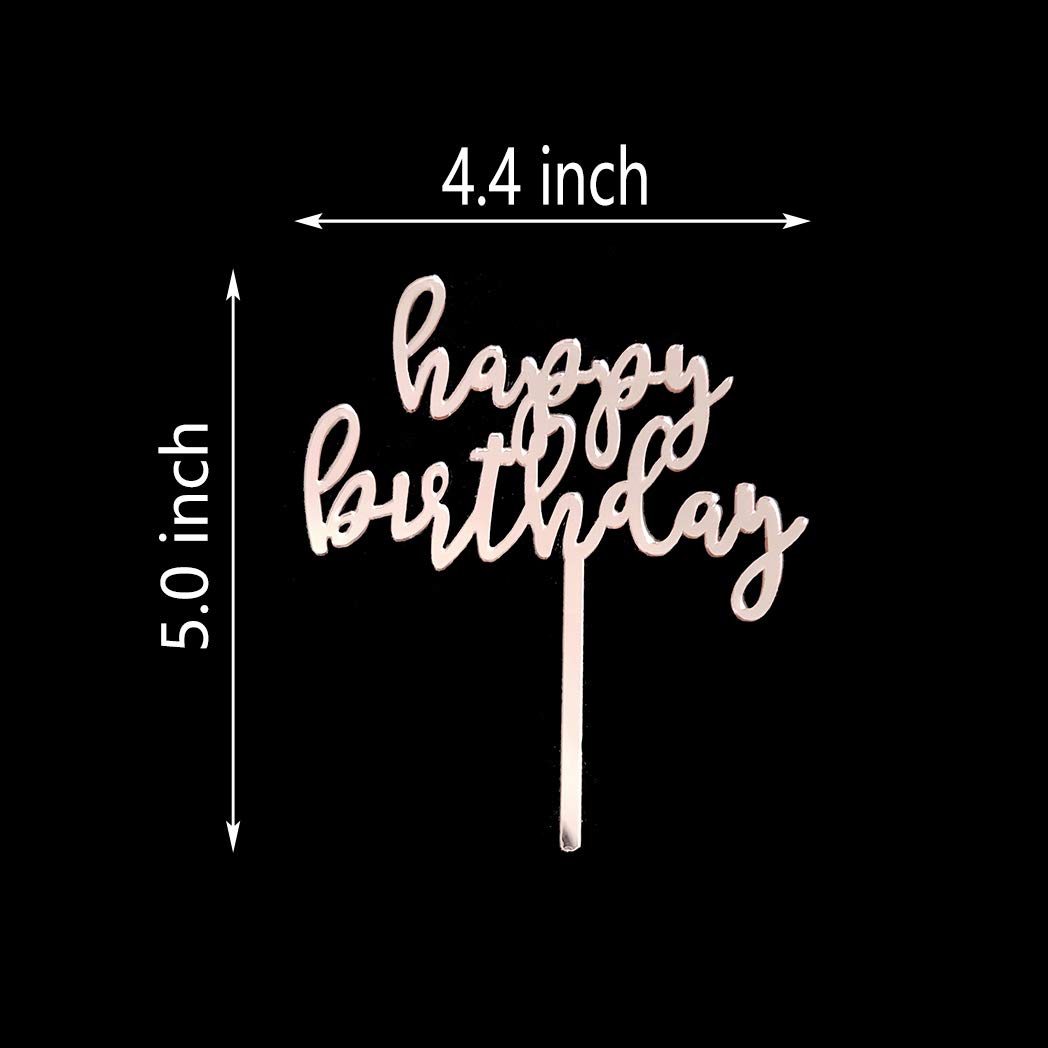 Happy Birthday Cake Topper - Rose Gold Mirror Acrylic Party Decor for Birthday Cakes, Cupcakes & Desserts | Perfect for Birthday Parties, Baby Showers & Special Celebrations