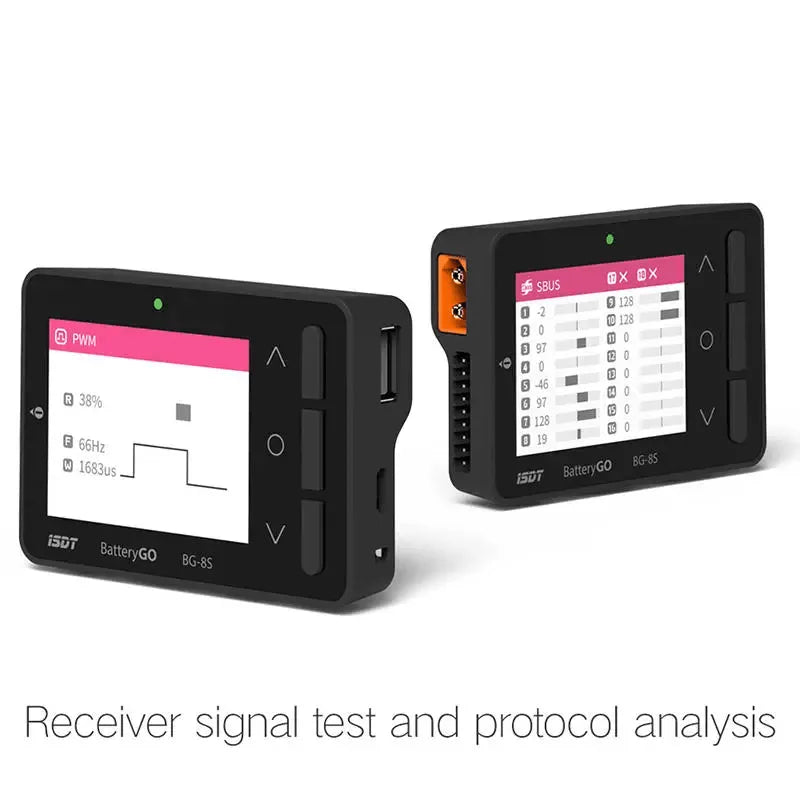 ISDT BattGo BG 8S Smart Battery Checker & Balancer with Receiver Signal Tester - Quick Charging Function for RC Drones, Cars, Airplanes - Perfect for Hobbyists and Professionals