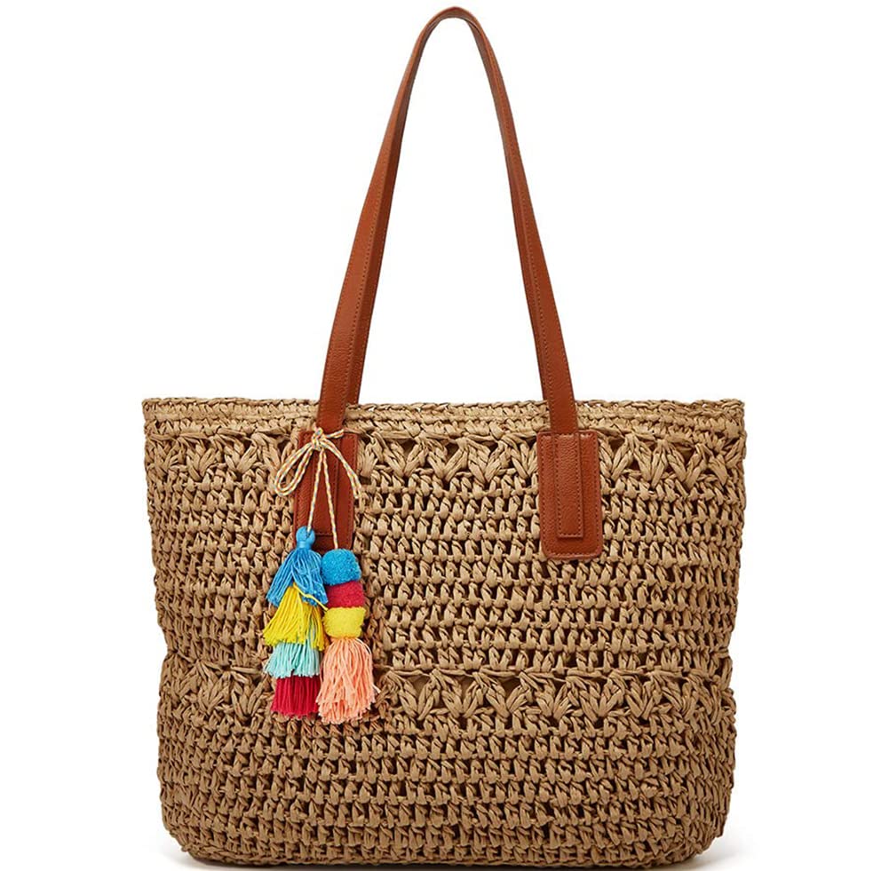 Stylish Women's Straw Beach Bag - Woven Wicker Hobo Handbag & Vacation Tote Purse for Summer Outings, Picnics, and Poolside Relaxation