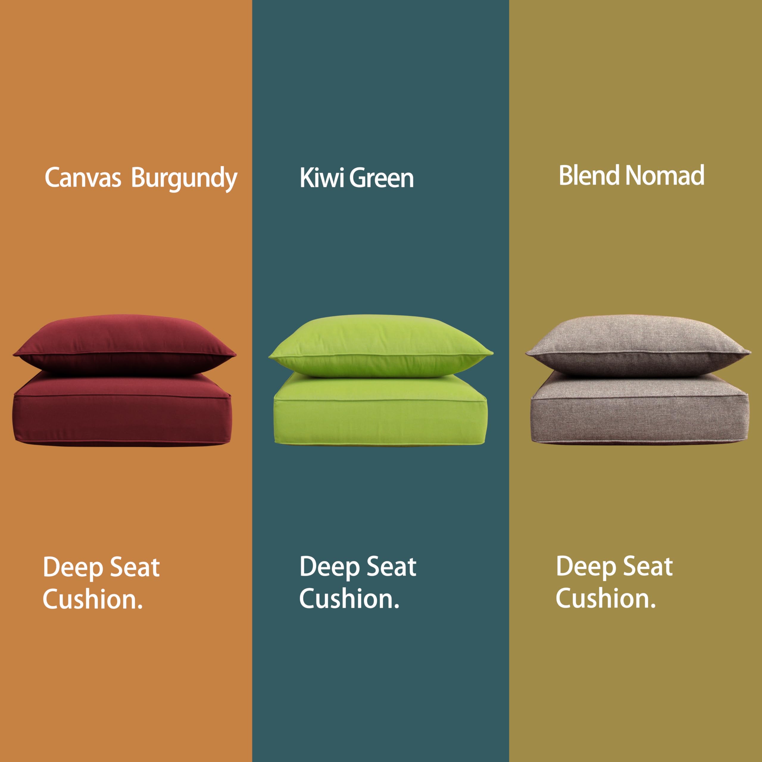BOSSIMA Outdoor Patio Cushions - Deep Seat Chair Cushions for Patio Furniture, Water-Resistant Sunbrella Blend Fabric, White & Nomad Color - Perfect for Garden, Poolside, and Deck Relaxation