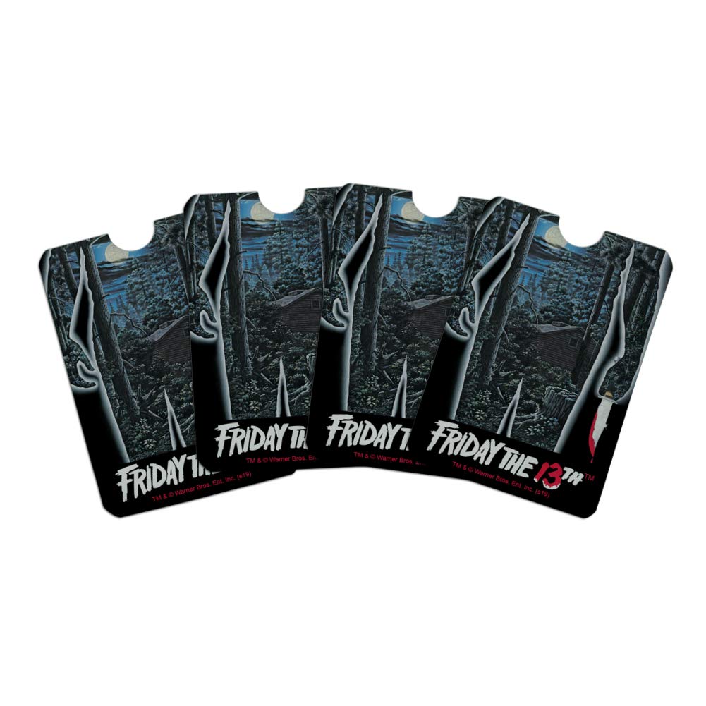 Friday the 13th Horror Movie Themed RFID Blocking Credit Card Holder Set - 4 Pack for Wallet, Purse & Travel Security Protection - Prevent Electronic Pickpocketing & Identity Theft