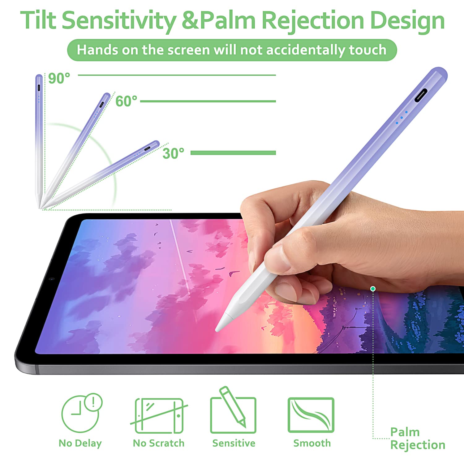 Premium Stylus Pen for iPad (2018-2023 Models) - Magnetic Apple Pencil Alternative with Tilt Sensor & Palm Rejection - Compatible with iPad 6-10, iPad Mini 5/6, iPad Air 3-5, iPad Pro 11