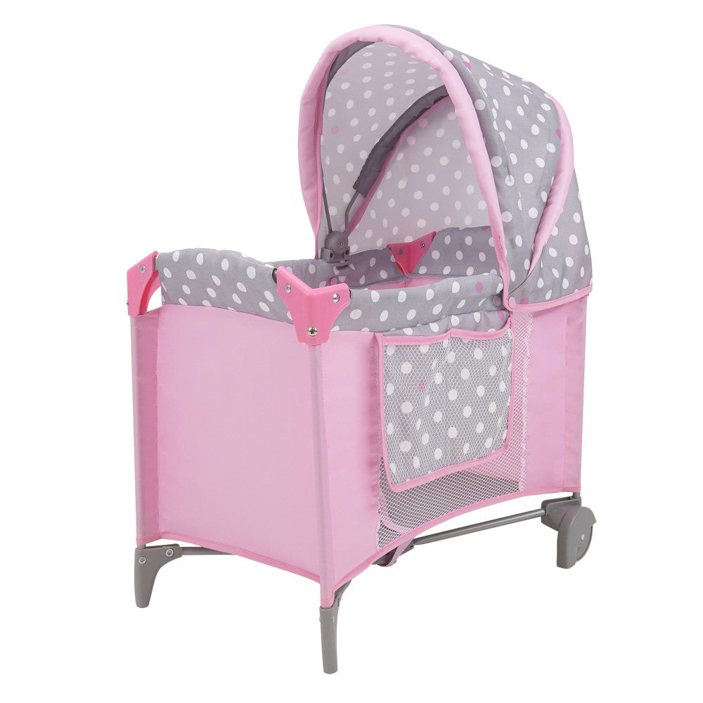 509 Crew Cotton Candy Pink Doll Play Yard with Canopy - Portable Baby Playpen for Indoor & Outdoor Use, Perfect for Toddlers Playtime, Nursery, and Travel
