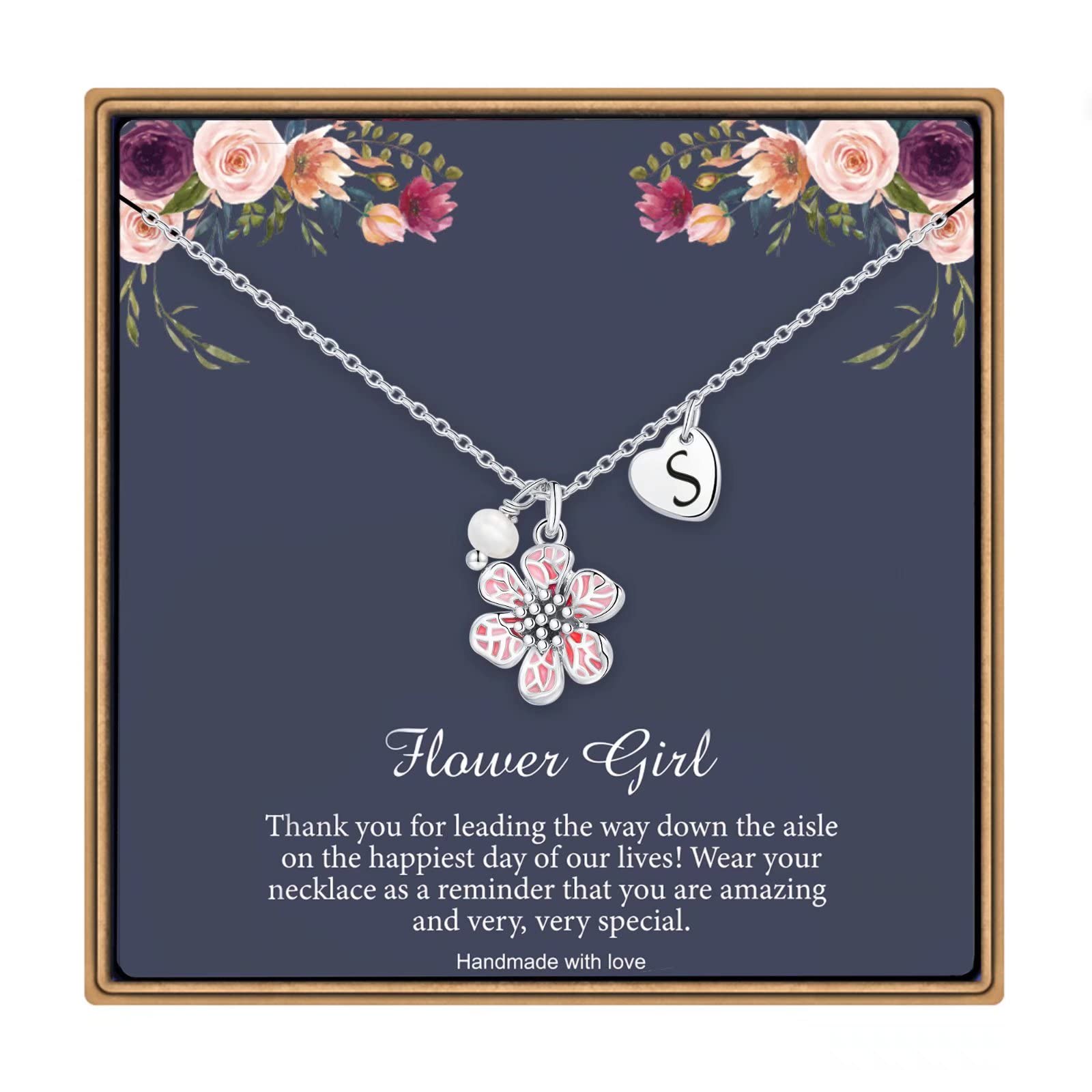 14K Gold Plated Heart Initial Necklace for Women - Personalized Letter Pendant, Dainty Flower Girl Proposal Gift, Wedding Bridesmaid Jewelry | Perfect for Anniversaries, Valentine's Day & Special Occasions