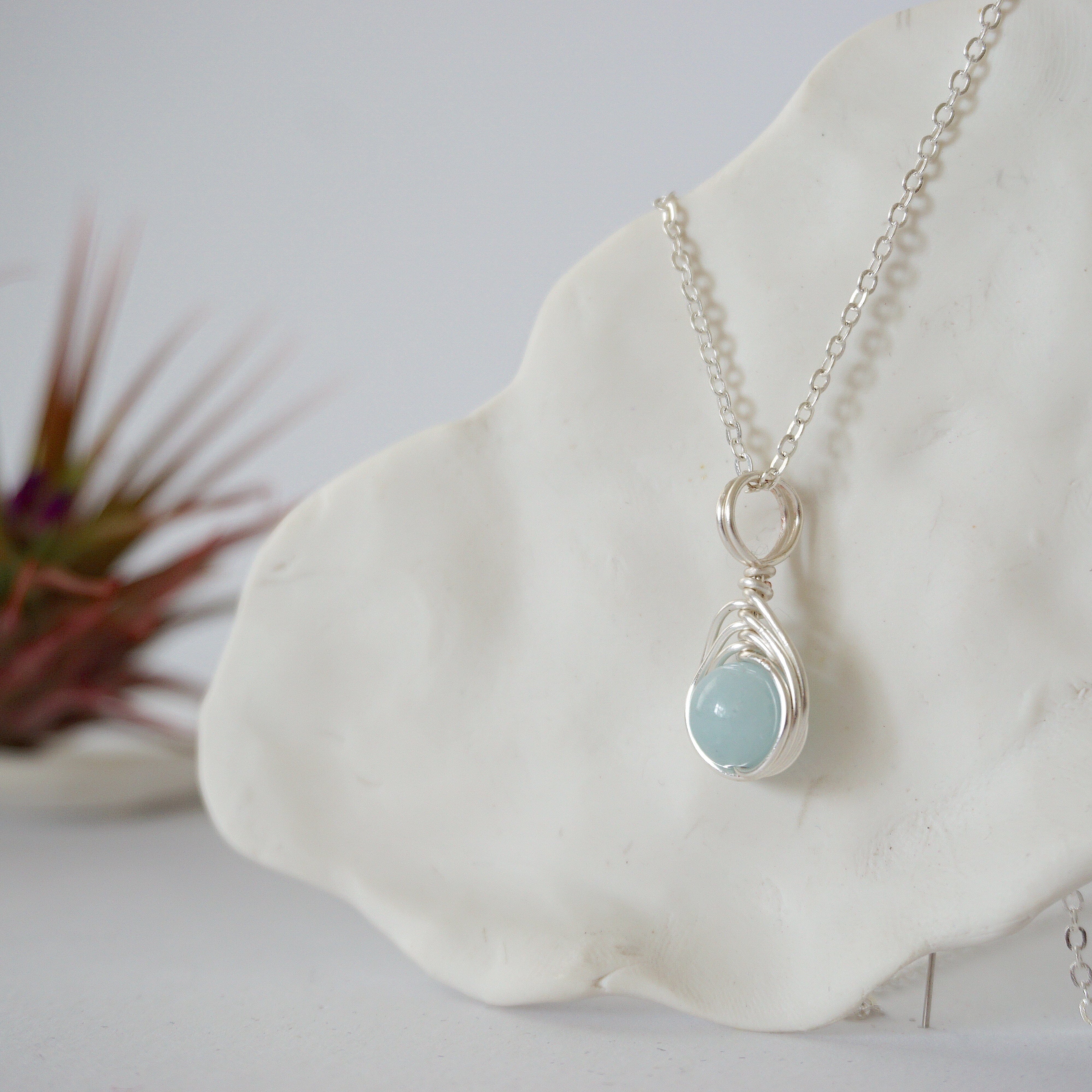 Elegant Aquamarine Silver Plated Bead Charm Necklace for Women | Dainty Layering Jewelry | Perfect for Weddings, Gifts & Everyday Wear