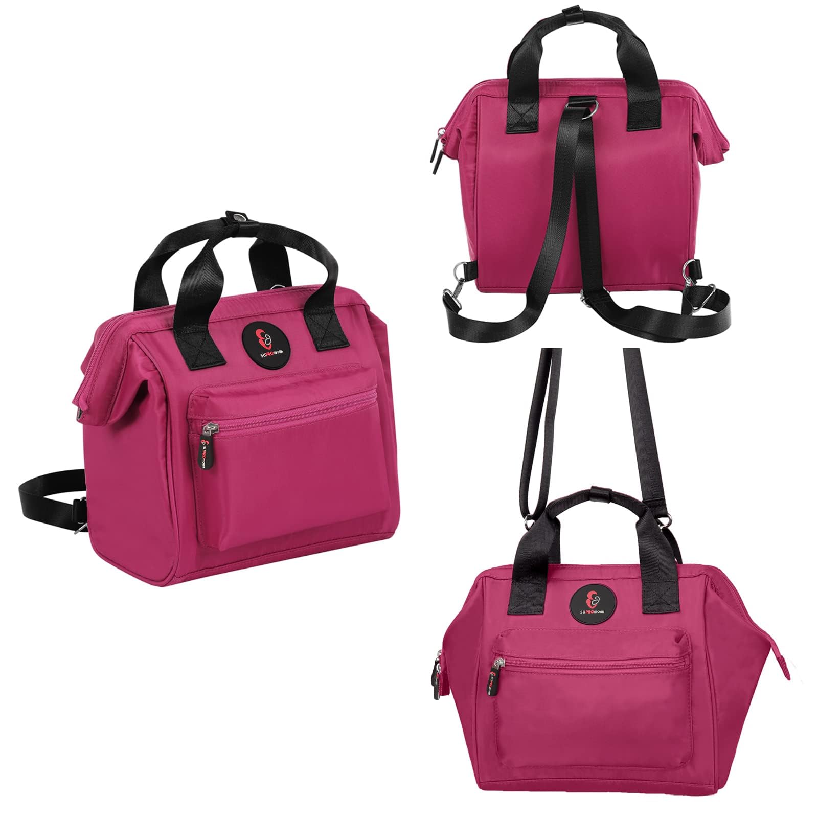 Cute Mini Diaper Backpack for Girls - Small Baby Tote Bag with Insulated Pockets | Perfect for Toddler Short Trips, Daycare & Travel | Violet Red