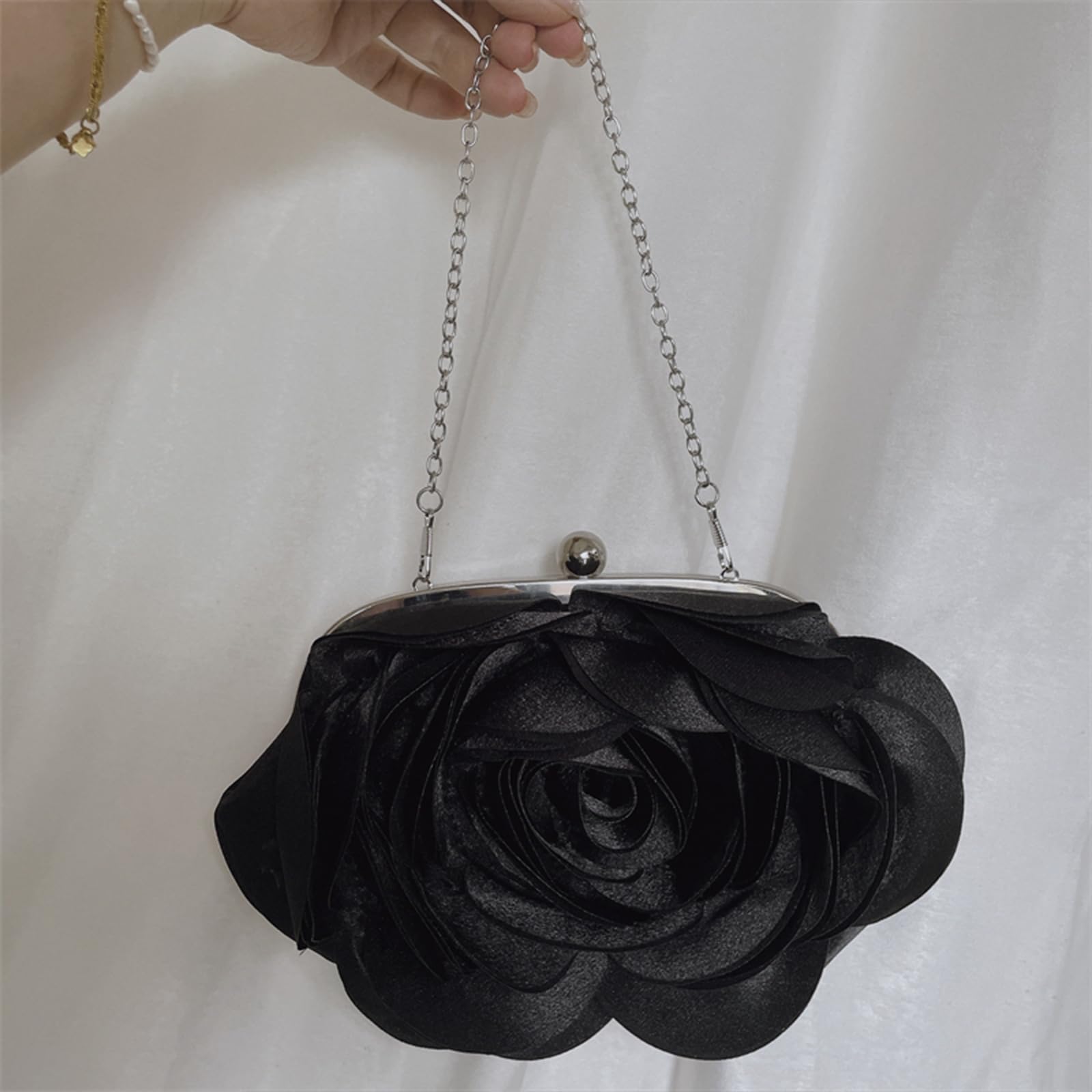Elegant Mini Rose Clutch Bag for Women - Detachable Chain Evening Handbag for Wedding, Party, Prom & Special Occasions - Perfect as Bridal Accessory or Formal Event Purse