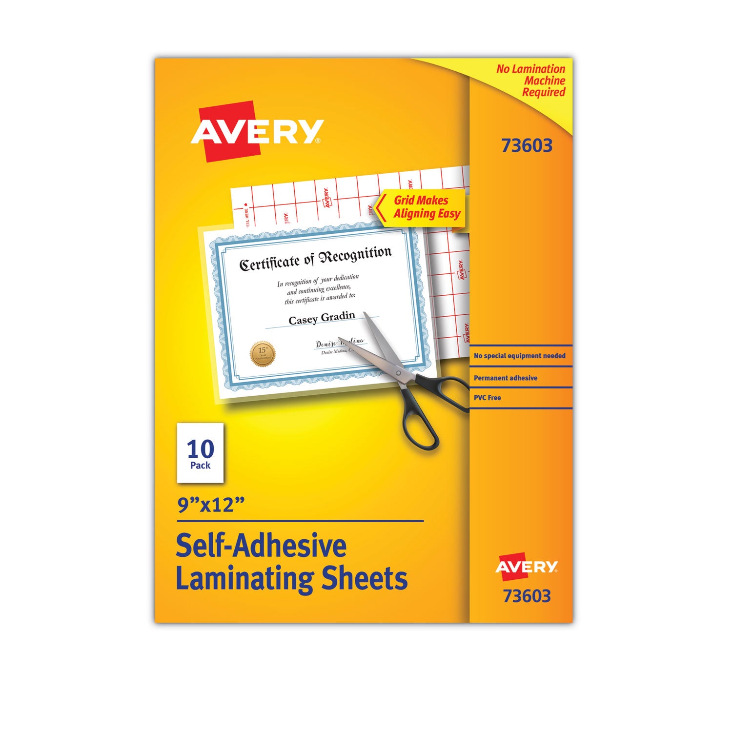 Avery® Clear Self-Adhesive Laminating Sheets - 3 Mil Thick, 9