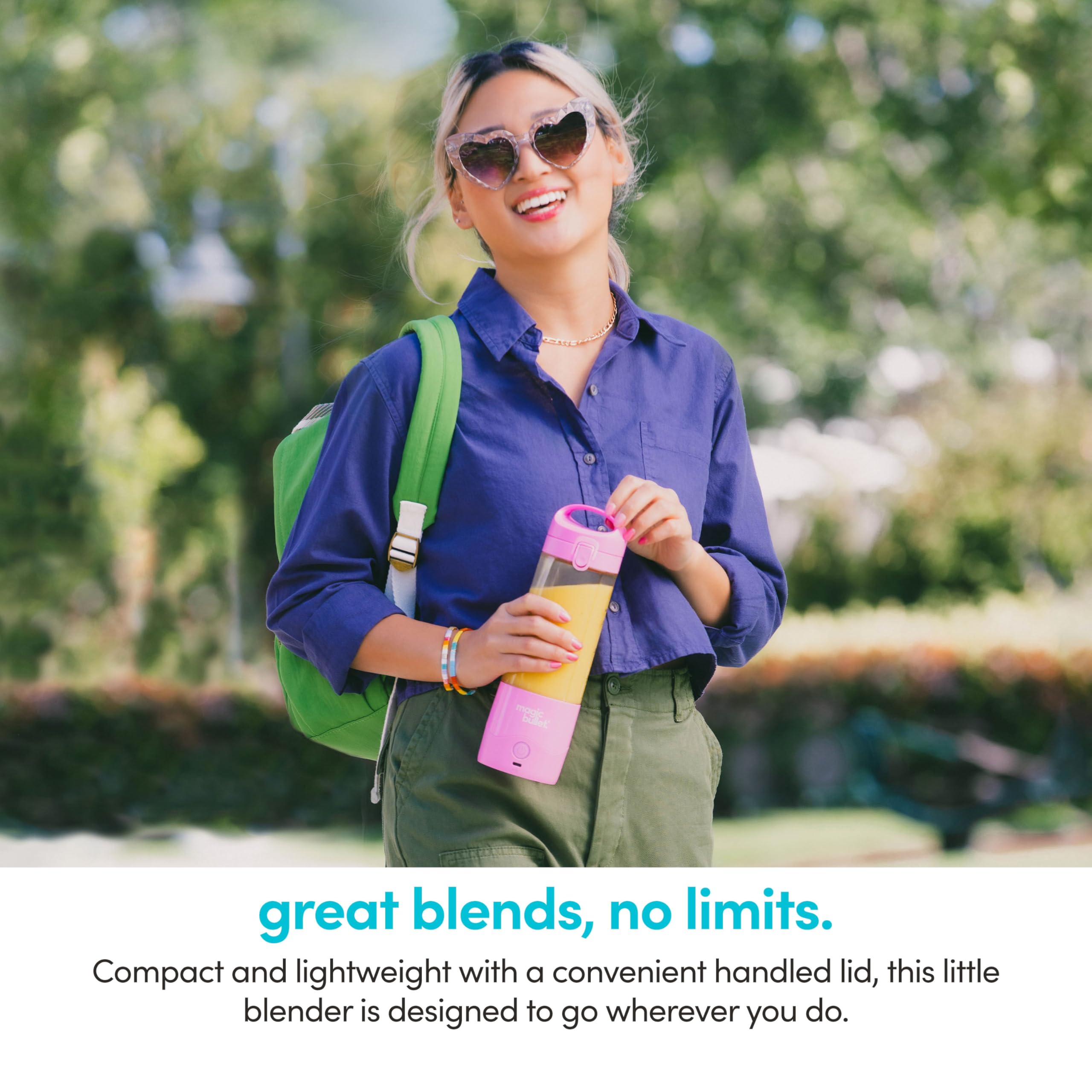 Magic Bullet Portable Blender MBPB50100FP - Flamingo Pink Personal Smoothie Maker for On-the-Go, Gym, Office & Travel | USB Rechargeable Mini Blender for Shakes, Juices & Protein Drinks
