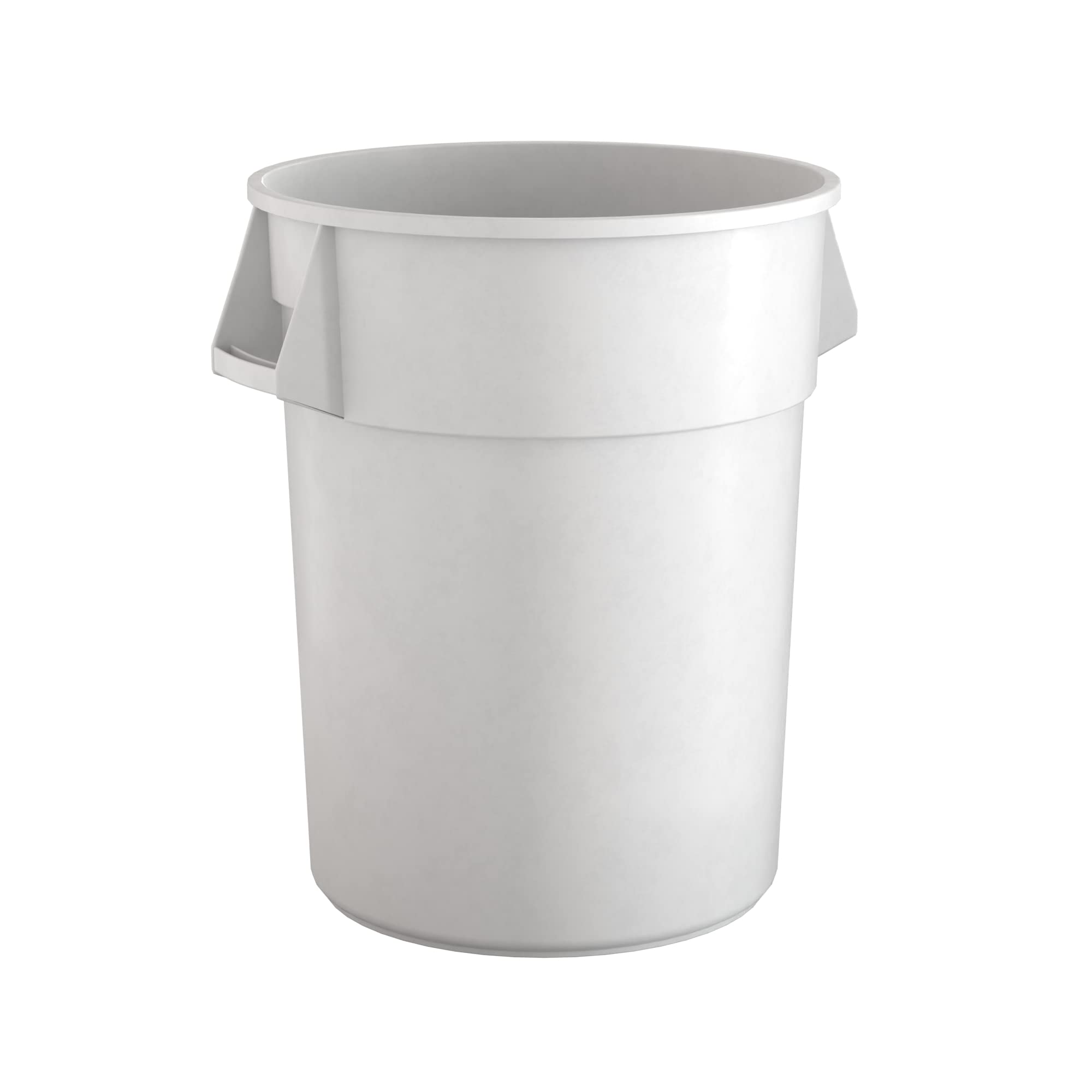 55 Gallon White Round Commercial Trash Can - Heavy Duty Large Capacity Waste Bin for Restaurants, Offices, Schools & Outdoor Use