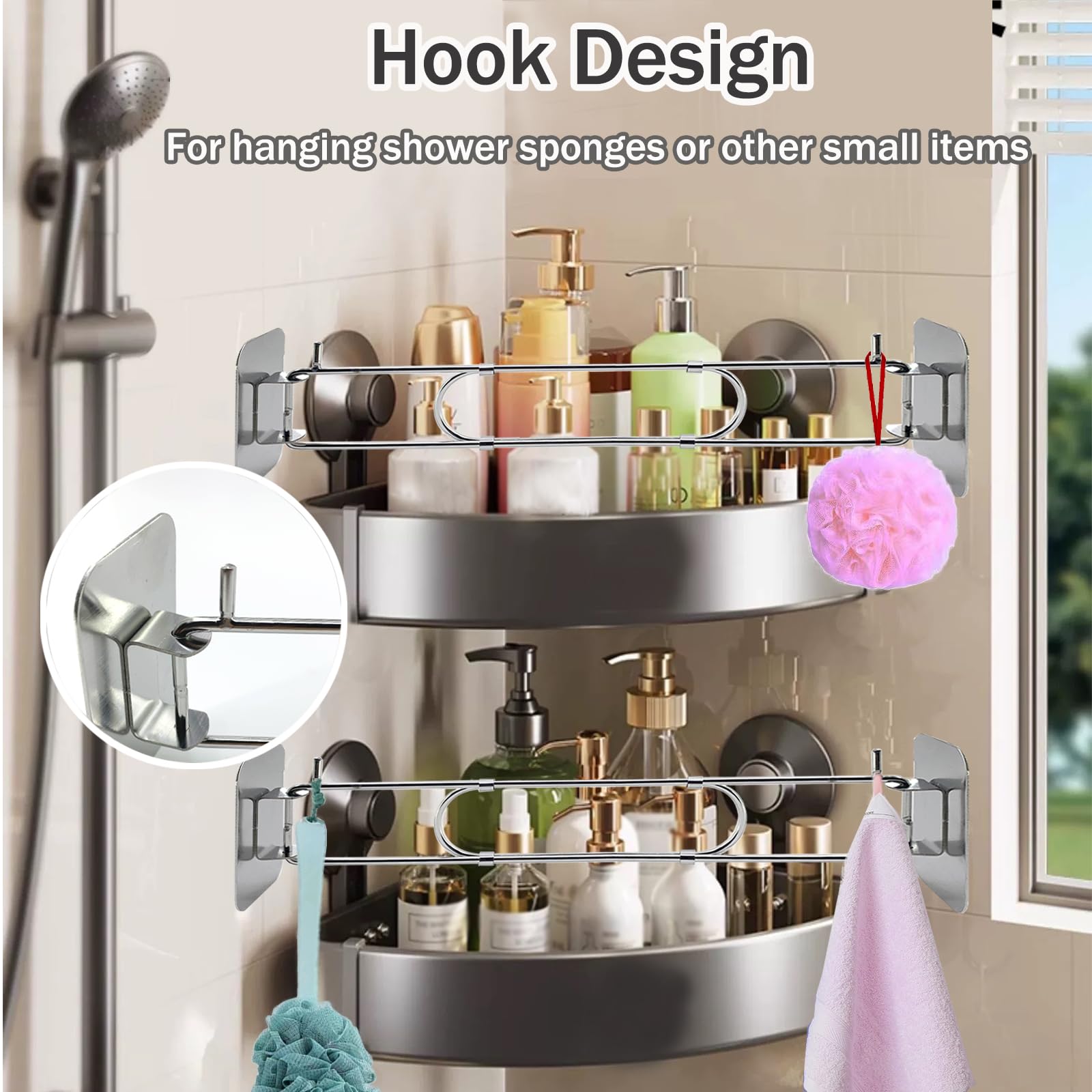 Adjustable Stainless Steel RV Shower Corner Storage Bar - 7 to 13 Inches Organizer for Camper Bathroom Shelves (2 Pack) | Perfect for RV, Travel Trailer & Tiny Home Bathroom Organization