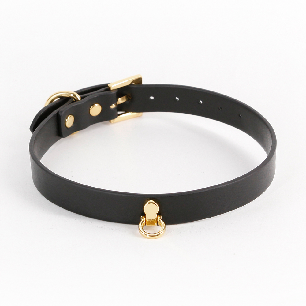 Fetish & Fashion Cara Faux Leather Horseshoe Day Collar - Stylish BDSM Accessory for Everyday Wear, Cosplay, and Gothic Fashion