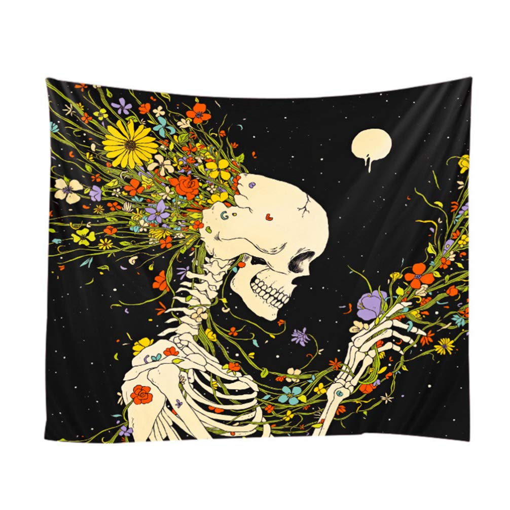 ULTECHNOVO Skeleton Tapestry - Gothic Skull Wall Hanging Decor for Halloween, Bedroom, Living Room & Dorm - Handmade Bohemian Tapestry Curtain for Gothic Home Decor & Party Backdrop