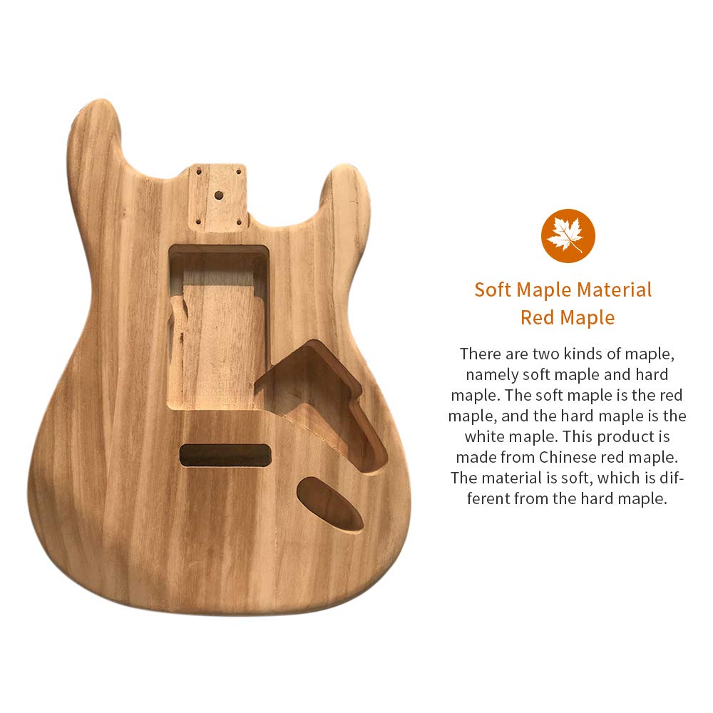 Polished Wood Electric Guitar Body - Maple Unfinished Barrel for DIY Guitar Building | Perfect for Custom Electric Guitar Projects & Replacement Parts