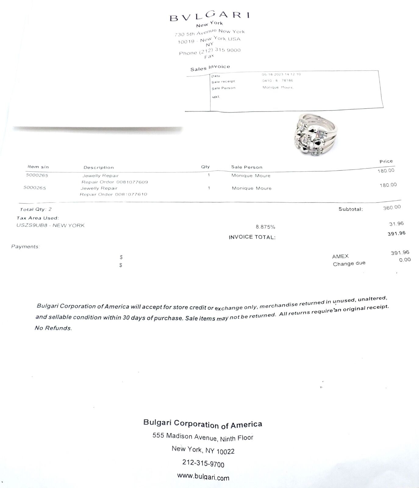 Authentic Bvlgari Bulgari 18k White Gold Lucea Diamond Band Ring - Luxury Wedding & Engagement Jewelry for Women
