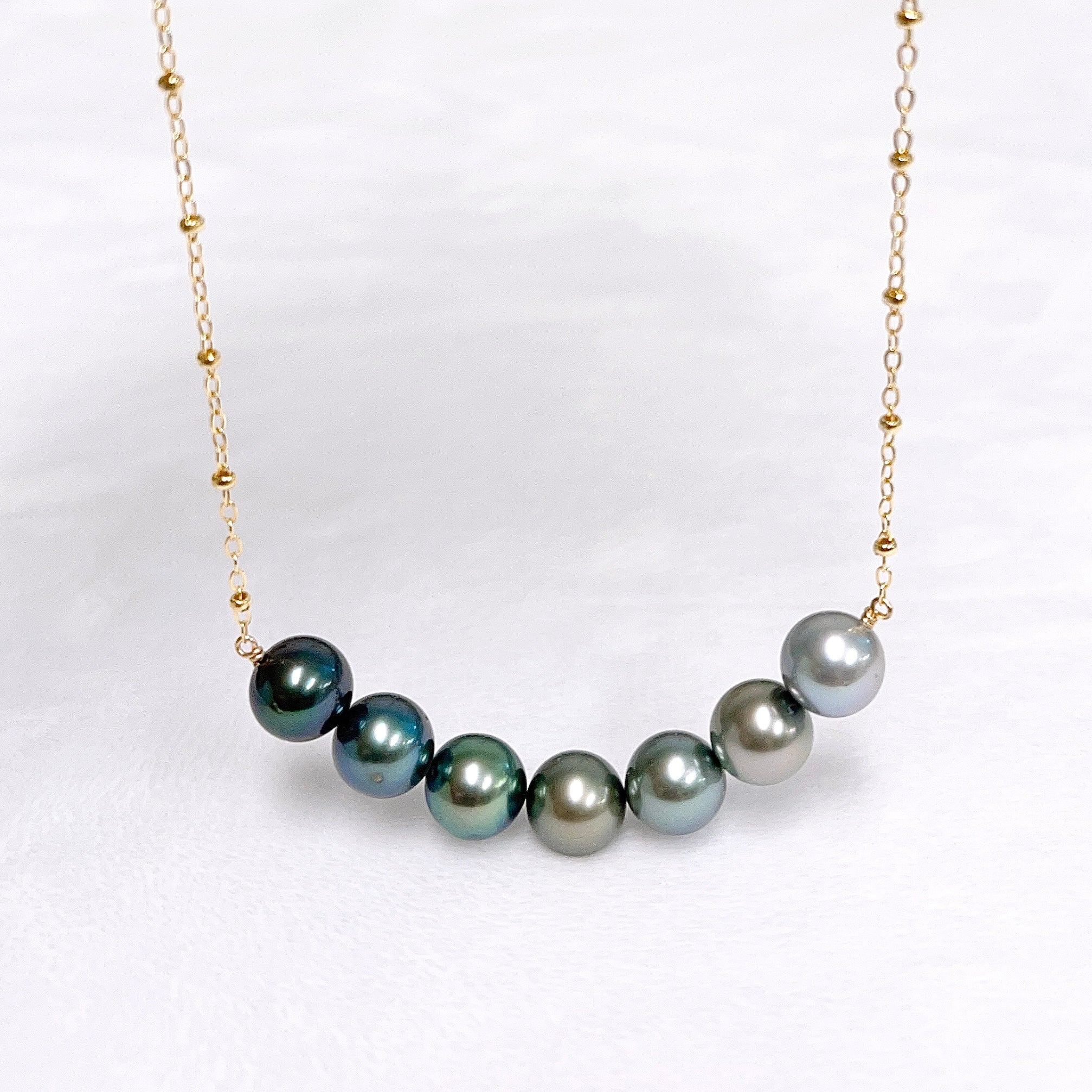 TEHINA Ombré Tahitian Pearl Necklace (N407) - Elegant Jewelry for Women, Perfect for Weddings, Parties & Special Occasions