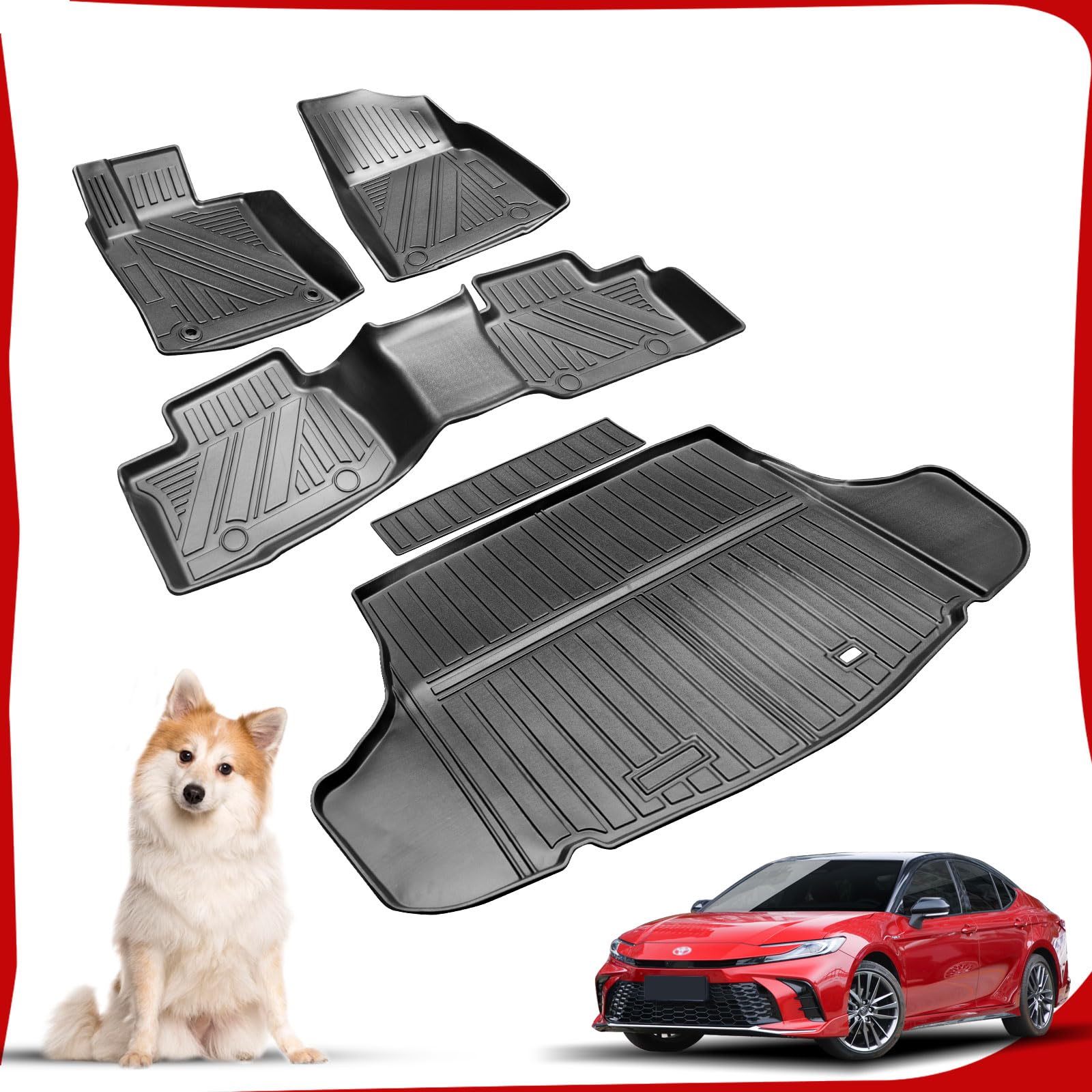 2024 Toyota Camry All-Weather Floor Mats & Cargo Liner - Premium TPE Waterproof Car Mats (Fits Gas Models Only) - Perfect for Road Trips, Daily Commutes & Winter Protection