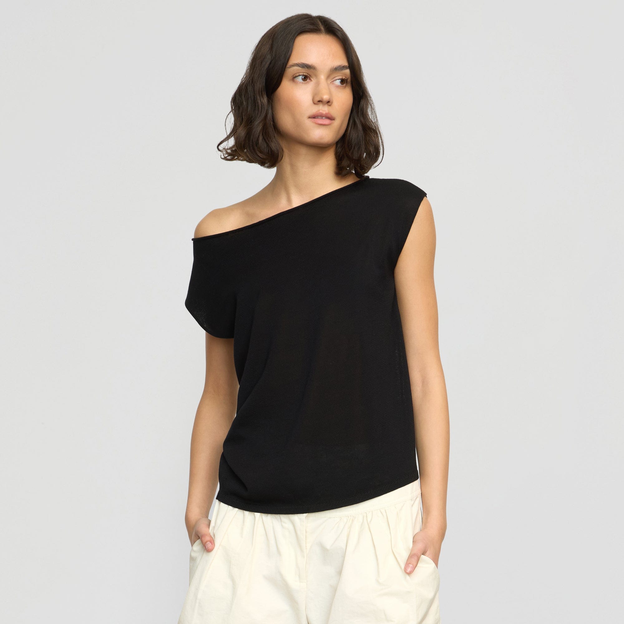 Hanna Women's Off Shoulder Tencel Wool Blouse - Elegant Casual Top for Date Night & Summer Outfits